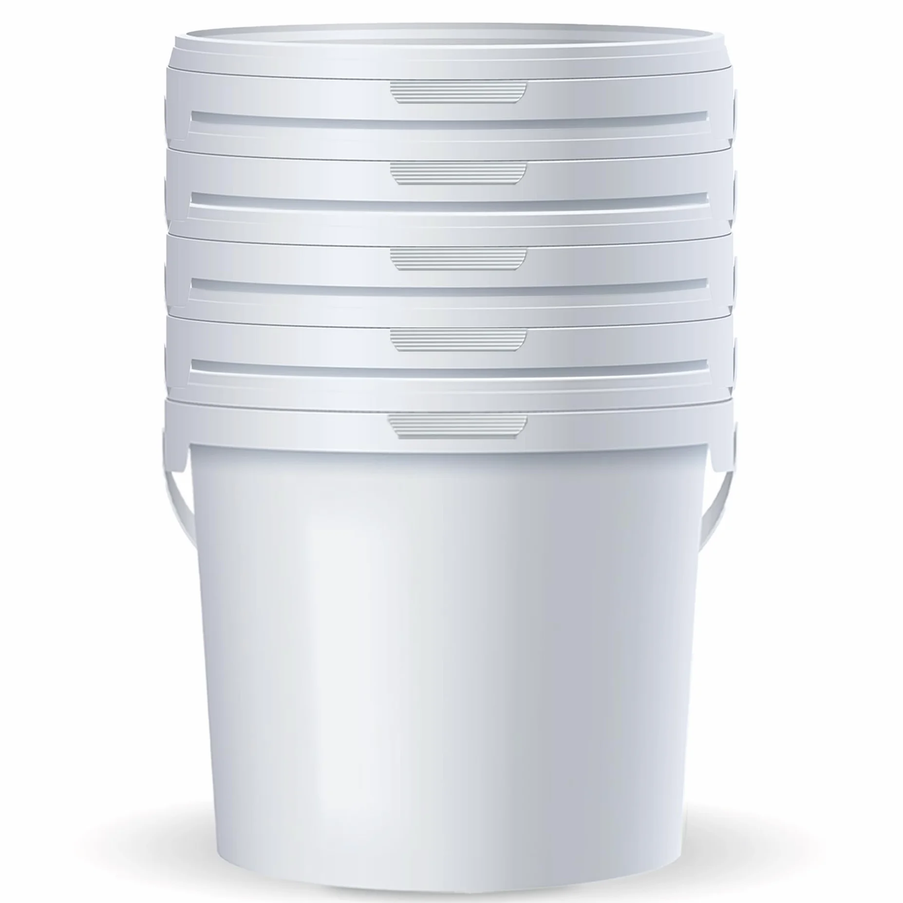 POSH Cubo con tapa de 5 l – Blanco, plástico, apto para alimentos, a prueba de fugas, inodoro, robusto, estable, hermético, cubo con asa (5, 5L)