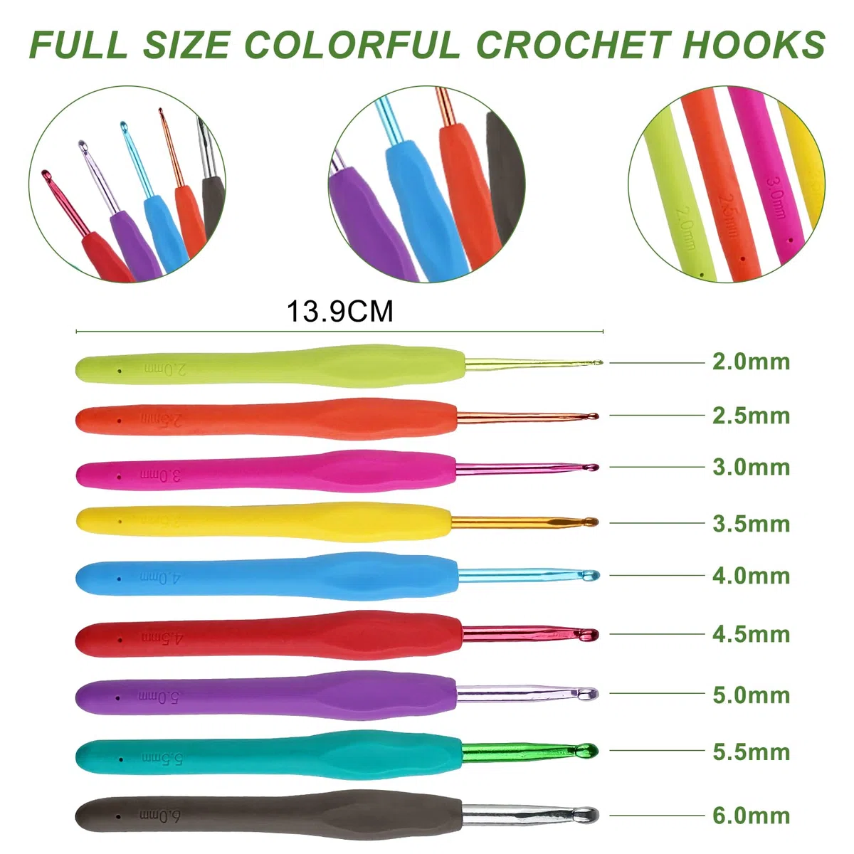 Comzantor Kit de ganchillo de 58 piezas Completo, Kit de punto de ganchillo, bolsa de ganchillo para niños y principiantes