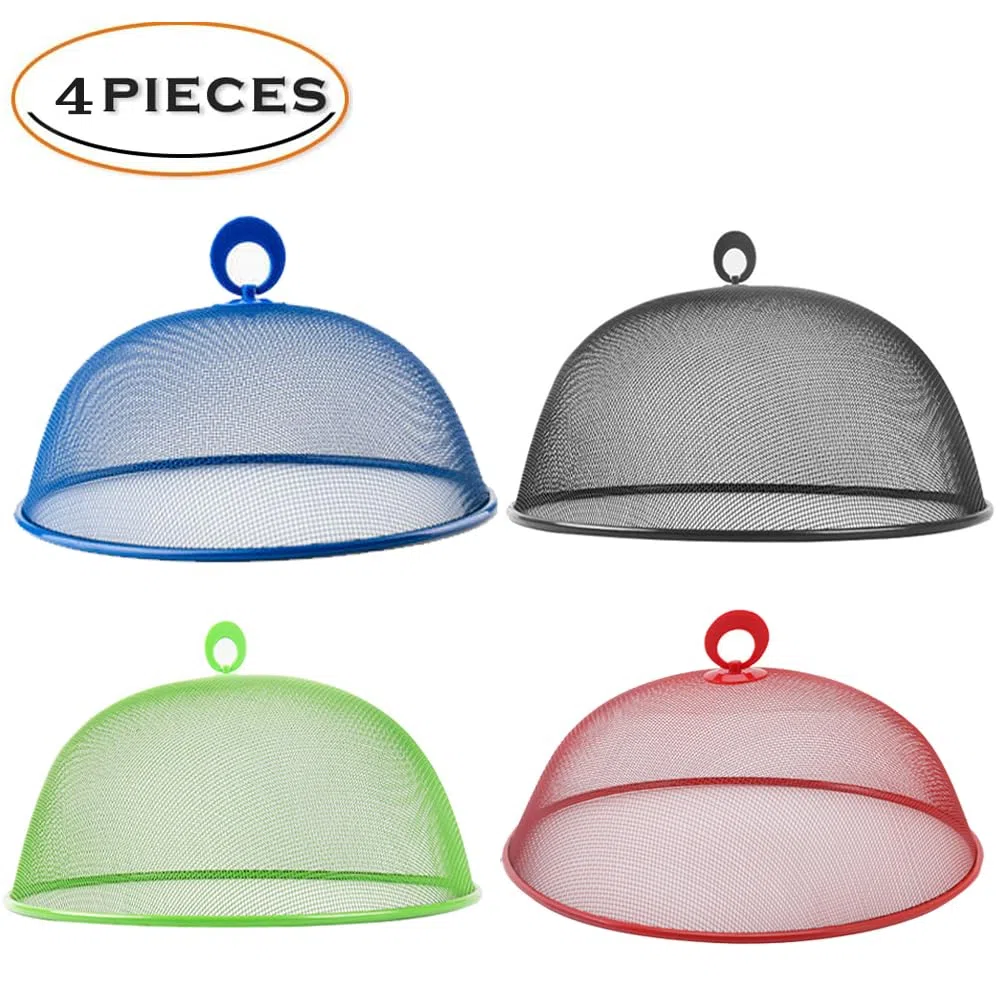 4 Piezas Cubierta Protectora de Alimentos, Cubierta para Alimentos Mosca, Cubierta Protectora Alimentos Fresca, Cubierta de Malla para Alimentos, 24cm, para Cocina, Picnic, Prevenir Insectos