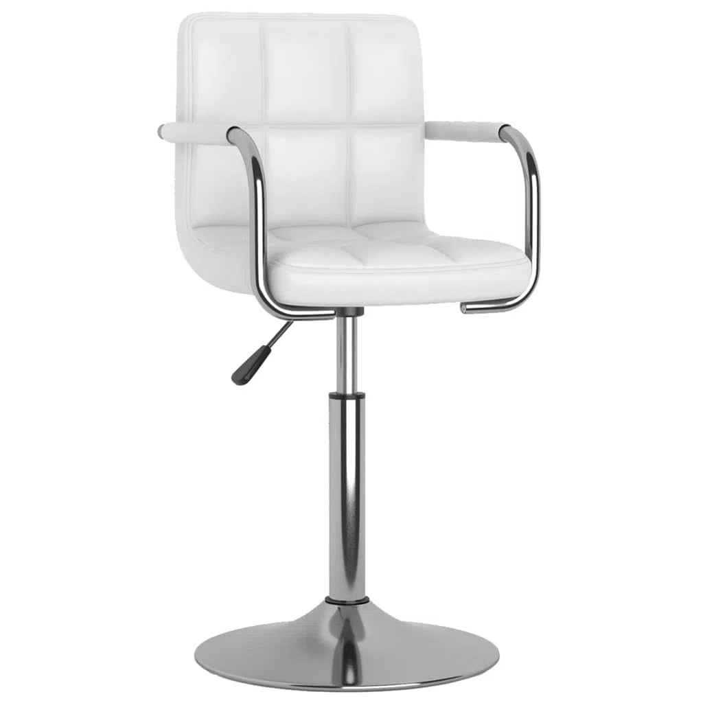Juego de 2 sillas de comedor giratorias de piel sintética blanca con estructura de acero cromado, altura regulable mediante muelle de gas, giratorias de 360 grados para comedor