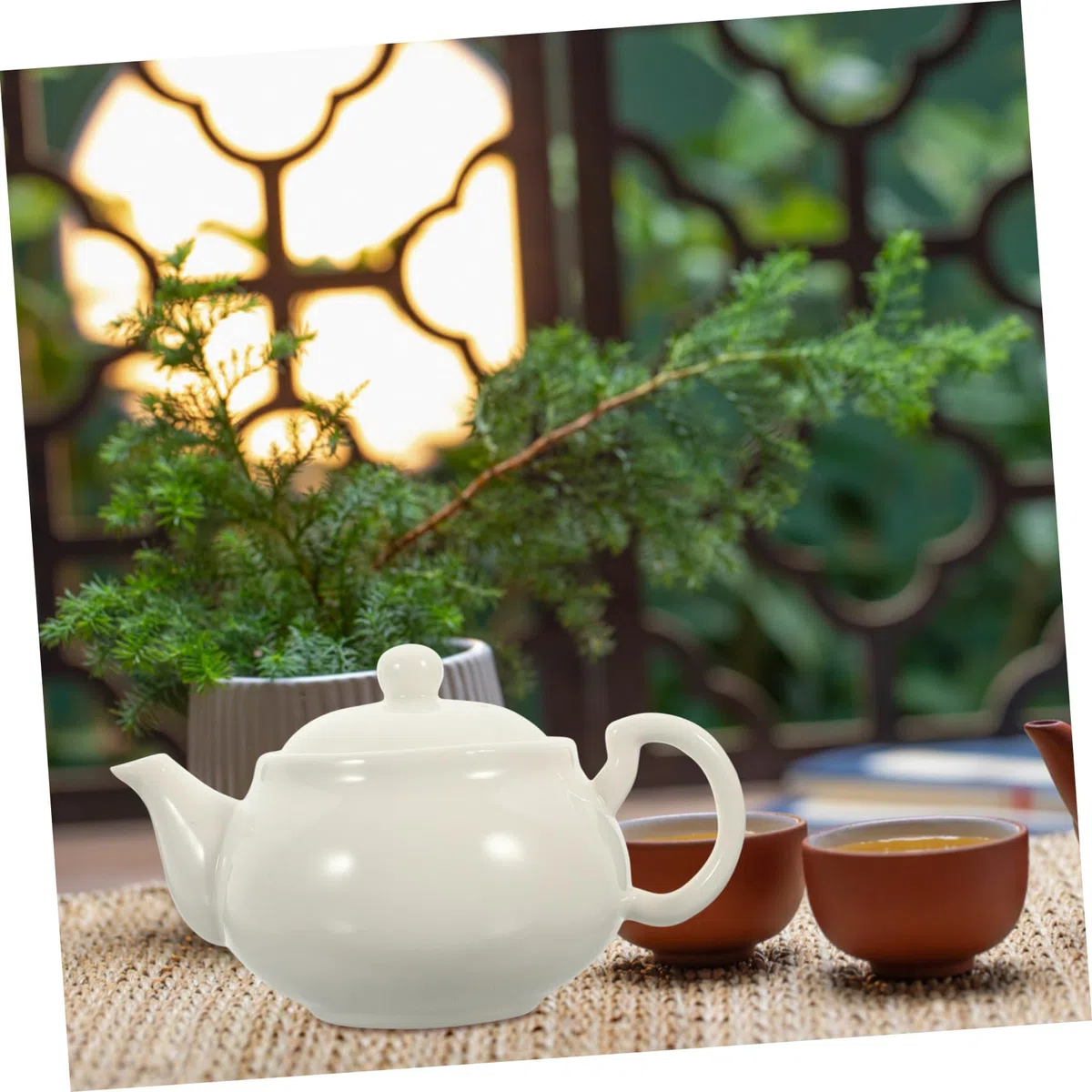 PartyKindom Tetera de Cerámica Color Blanco para Té Kung Fu y Jazmín, Portátil y Fácil de Agarrar, Diseño Simple y Elegante para Camping y Hotel