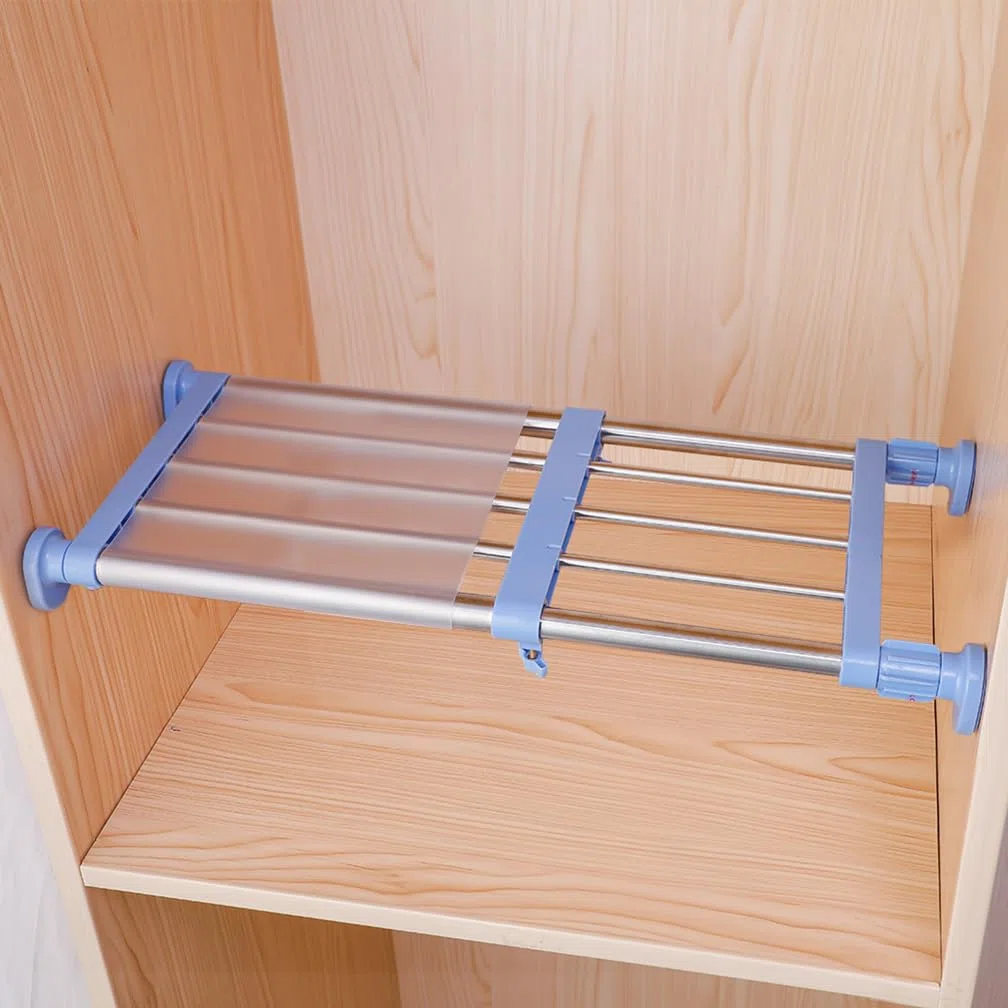 Hershii - Estante/repisa de tensión con Barras Extensibles de Metal para Almacenamiento. Organizador/Separador Ajustable para Armario, Cocina, Cuarto de baño, Azul, 40-60cm/15.74-23.62inches