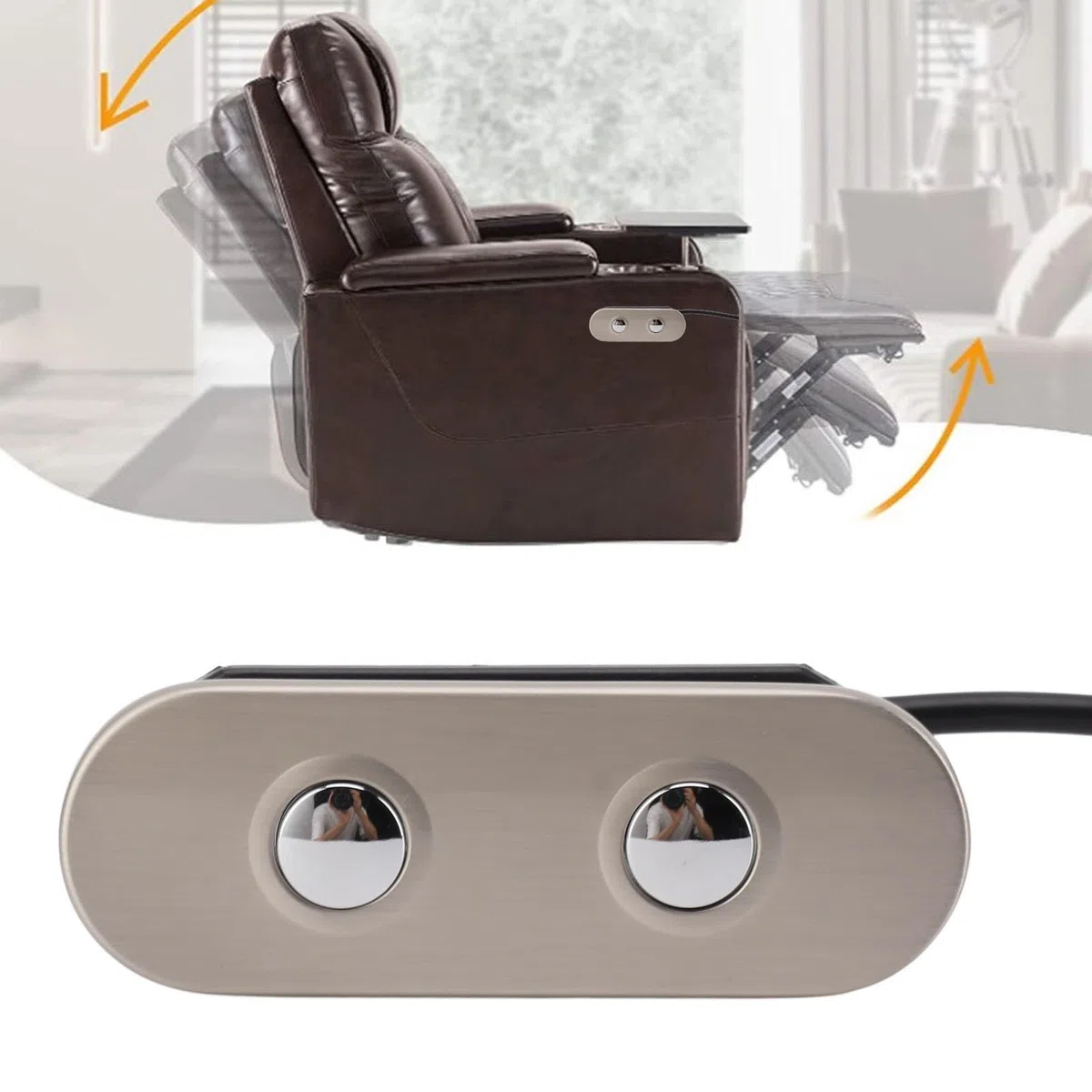 Buachois Controlador Reclinable Eléctrico, Control Manual de Silla Elevadora de Sofá Eléctrica de 2 Botones Y 5 Pines, Controlador Telescópico Reclinable de Elevación y Extensión del Motor de Empuje