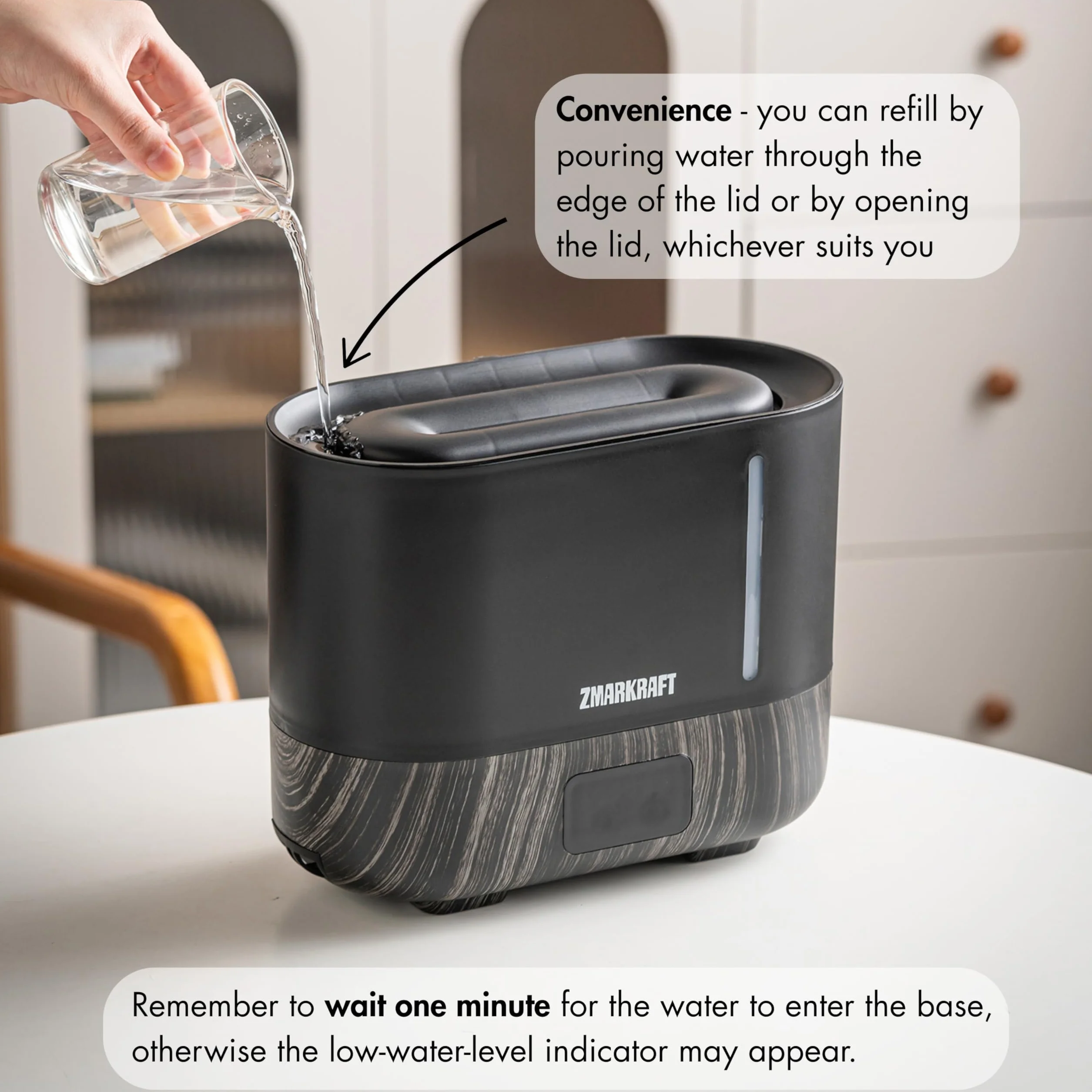Humidificador de 3 litros con efecto de luz especial de llama, humidificación ultrasónica silenciosa, llenado superior y nivel de niebla ajustable, humidificador de niebla fría para