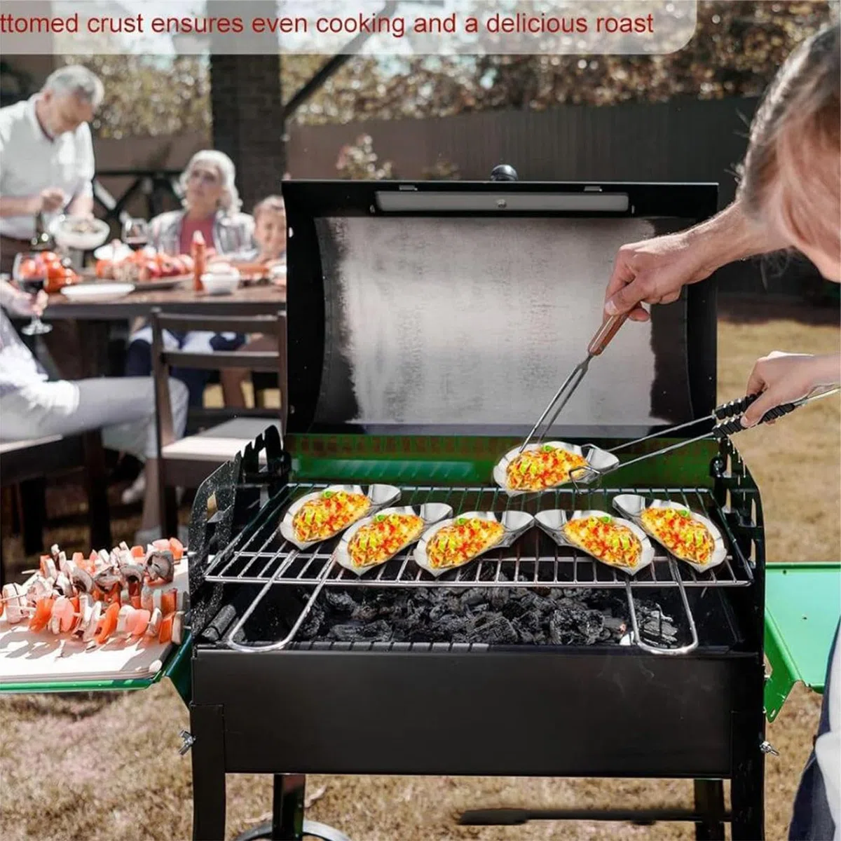Conchas de para cocinar, bandeja de de acero inoxidable a la parrilla, plato de metal apilable para cocina, juego de 12 bandejas para servir, hacer, almejas horneadas, vieiras,