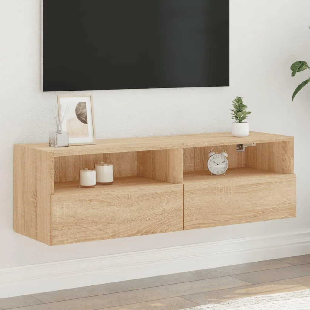 vidaXL Mueble de Pared TV, Armario Auxiliar con Almacenaje, Estantería Flotante, Mueble Colgante para Salón, Madera de Ingeniería Roble Sonoma