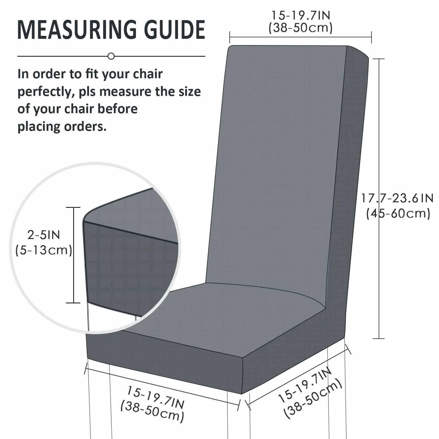 Fundas para sillas 6 Piezas Fundas de Sillas de Comedor Elástico Jacquard Cubiertas de Silla Funda de Silla elástica Fundas Sillas para Decoración de Fiesta (Gris Carbono, 6 Piezas)-M