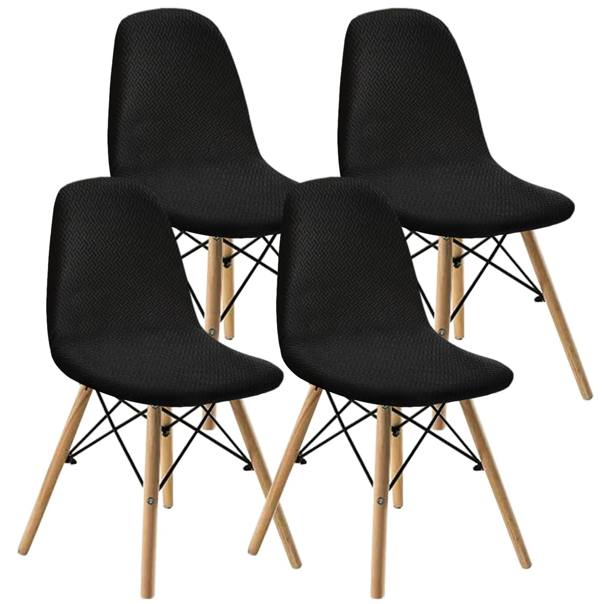 Juegos de sillas de Comedor coruyna 2/4/6 Piezas,Modernas Medievales de sillas de Comedor de Concha de Moda,Fundas Laterales características del Restaurante Acolchadas (Negro,4 PCS)