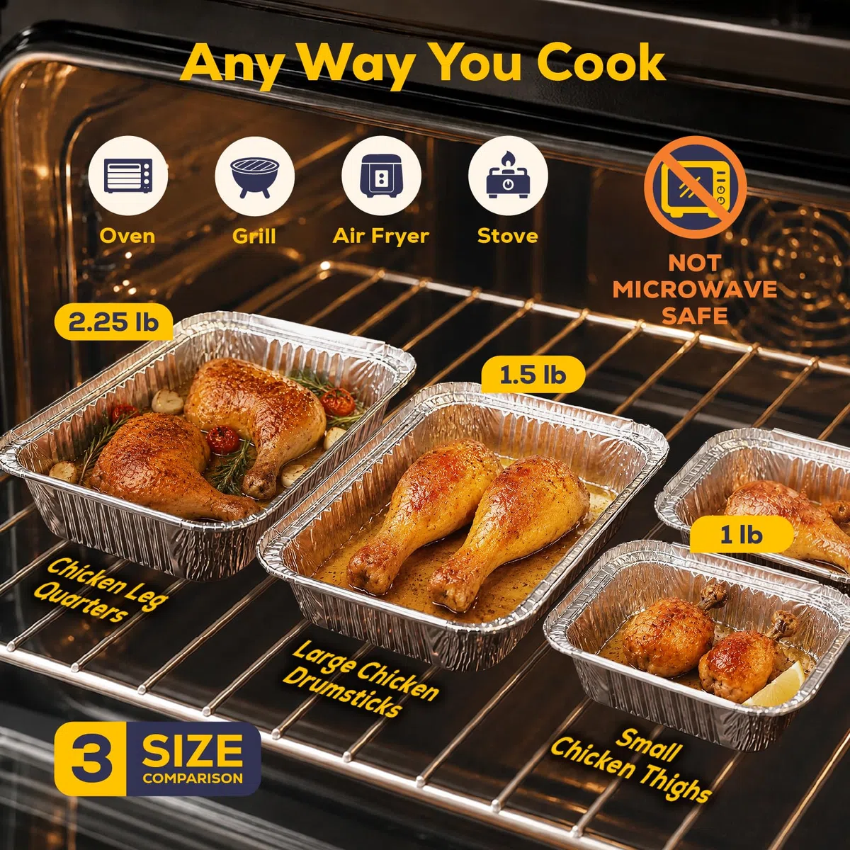 Fit Meal Prep Rectangular Vajilla de Aluminio Pan saca los envases de alimentos con tapas de cartón plano, mesa de vapor para hornear sartenes, 32 oz, 2.25 Lb, Quart 100 Paquete Plata