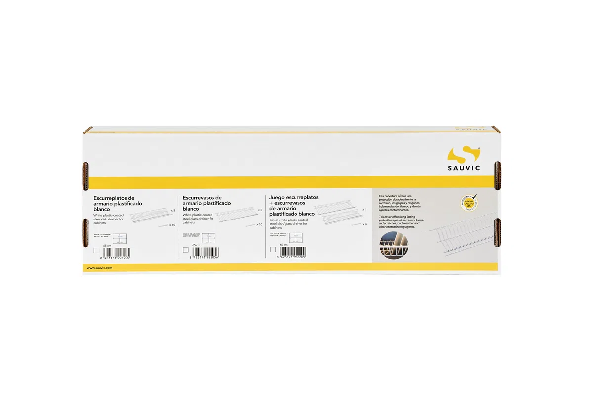 Sauvic Juego escurreplatos en Acero plastificado Blanco para armarios de 75 cm