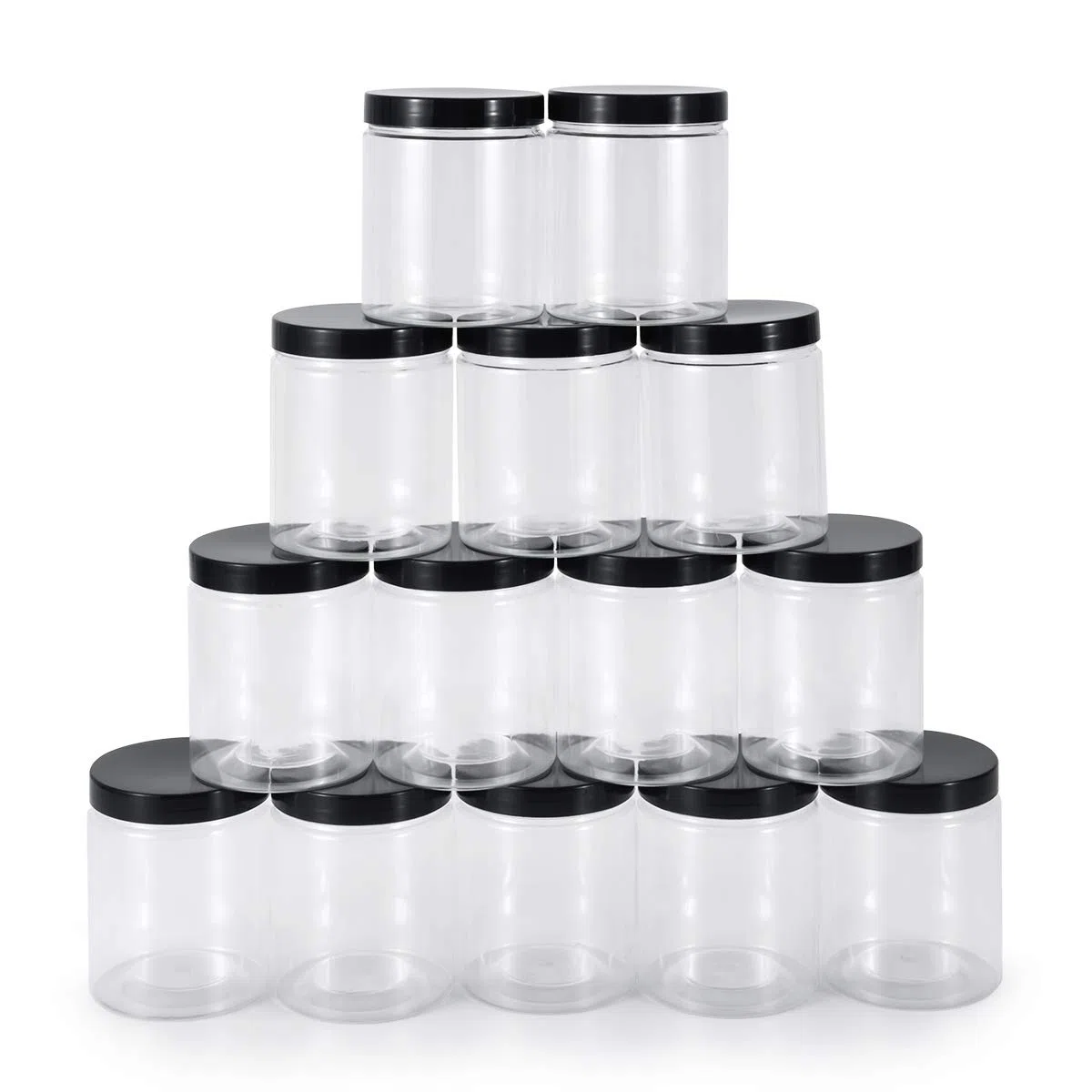 250ml Transparente Botes Cocina, 14 Piezas Bote de Plástico Transparente, Frascos de Plástico con Tapa para Cremas Corporales, Lociones, Slime, Cuentas, Joyas, Comida Seca