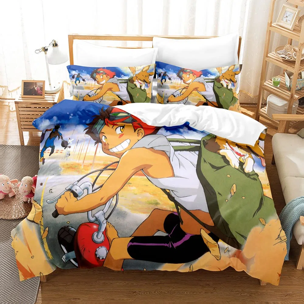 Ste-X Ropa De Cama Amigable con La Piel para Niños, Funda Nórdica De Cowboy Bebop, Ropa De Cama De Algodón para Niñas Y Adolescentes con Funda De Almohada ((150x200cm)-Cama de 90,CB 01)