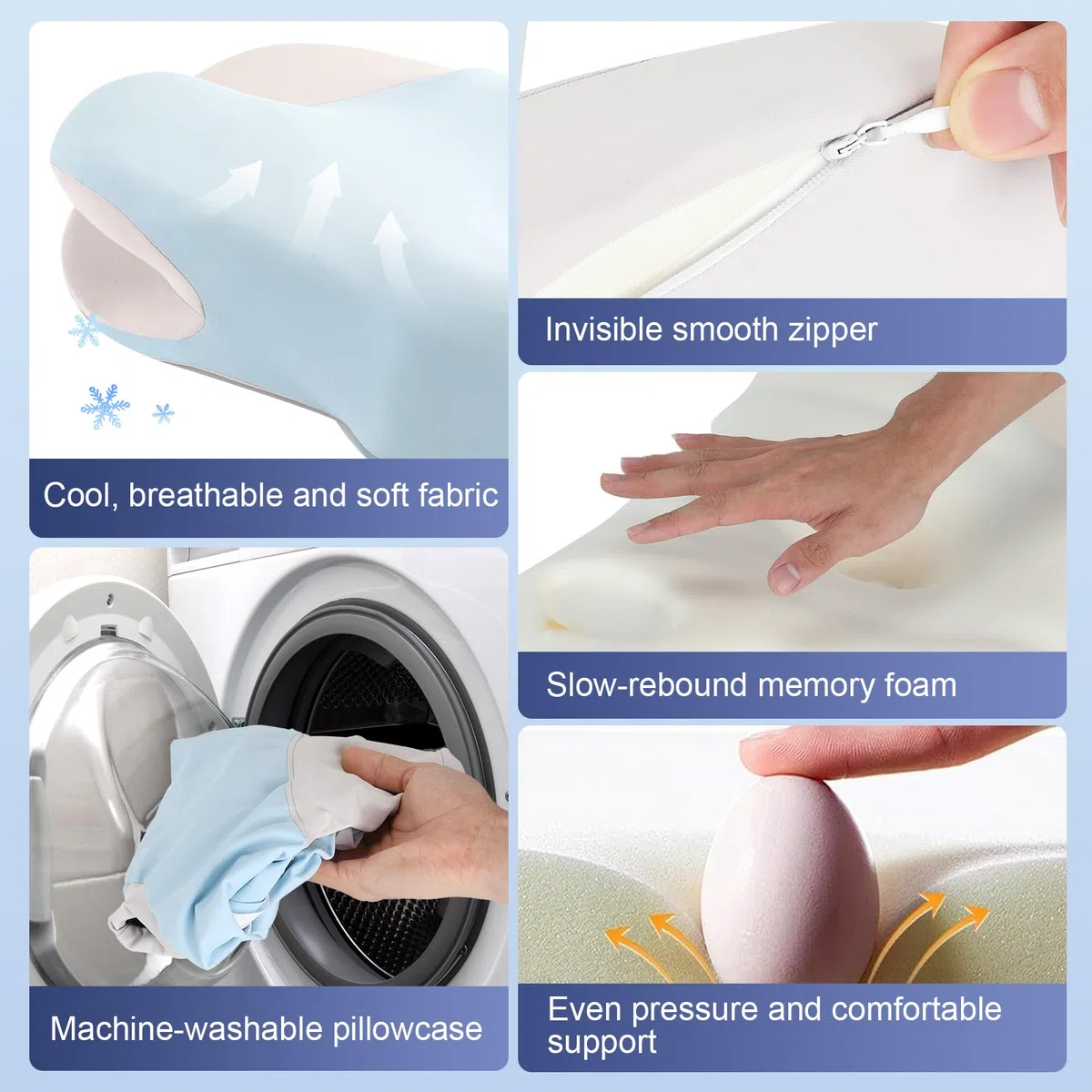 Almohadas Cervicales para Dormir Almohada y Cuello Cervical Antironquidos Ergonómica Apnea Sueño Ortopedica Cojin Anti Espuma Viscoelástica Mariposa Lado Boca Arriba Brazo Soporte Memoria +1 Gua Sha