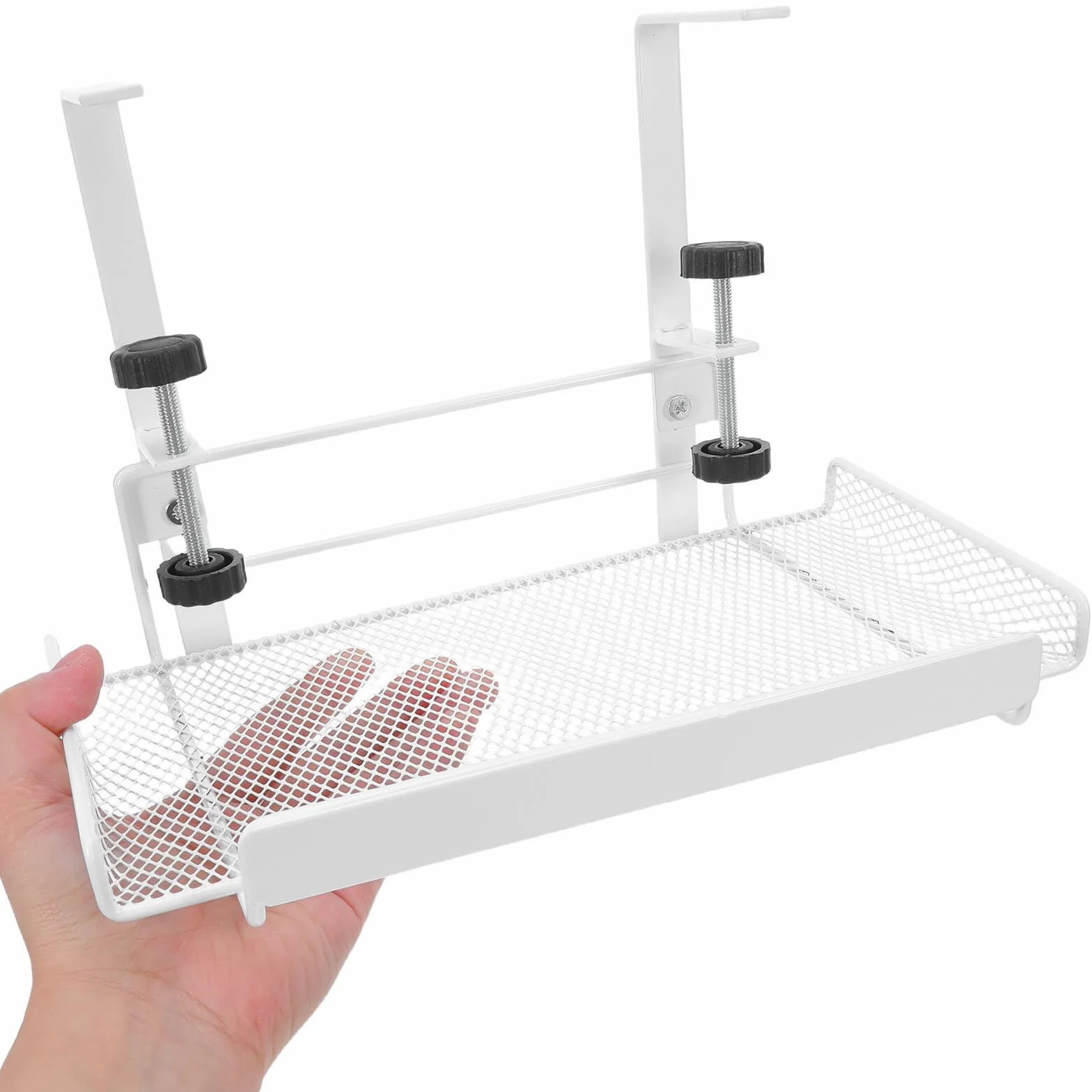 Organizador de Escritorio con Abrazadera Estante Metálico bajo Mesa Ajustable Bandeja para Gestión de Cables Documentos y Suministros de Oficina