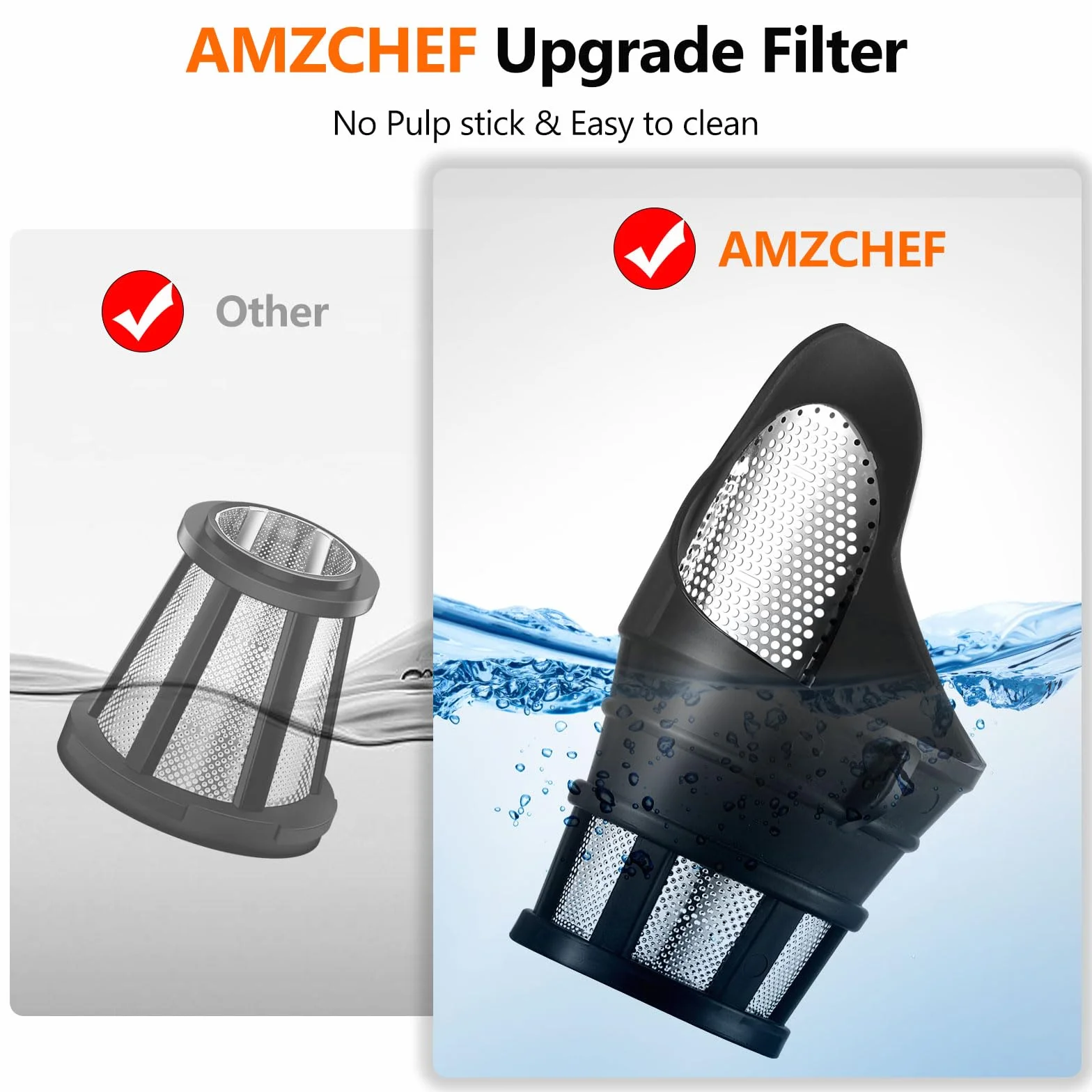 AMZCHEF 80MM extractor de zumos y verduras - Exprimidor lento con 2 velocidades y función de rebobinado - licuadora de 150 W para licuadora para verduras y frutas - Blanco