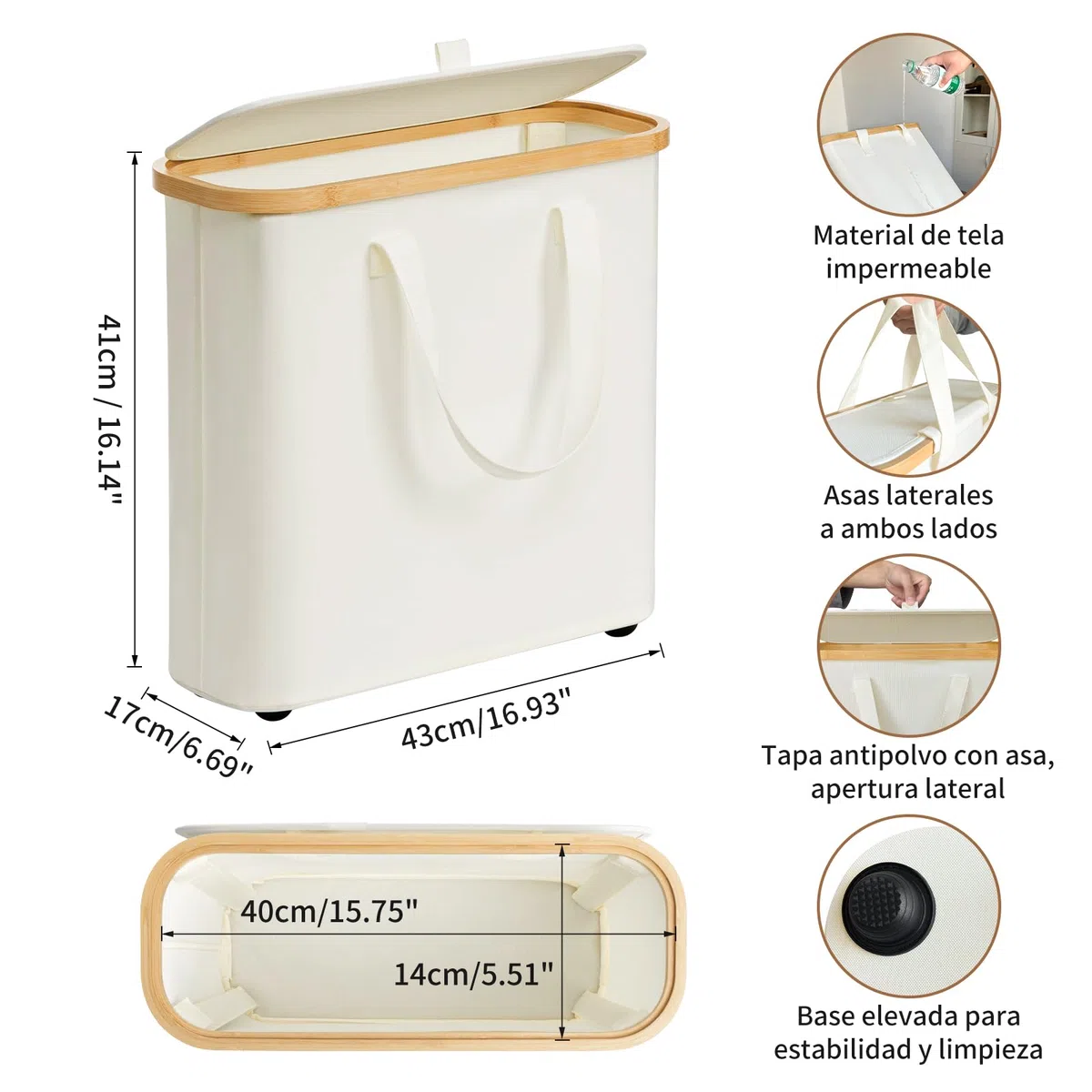 Cesta de Almacenamiento de Papel Higiénico 30L con Capacidad para 12-16 Rollos, Impermeable, Plegable, con Asas, Organizador Multiusos para Baño y Hogar, Beige