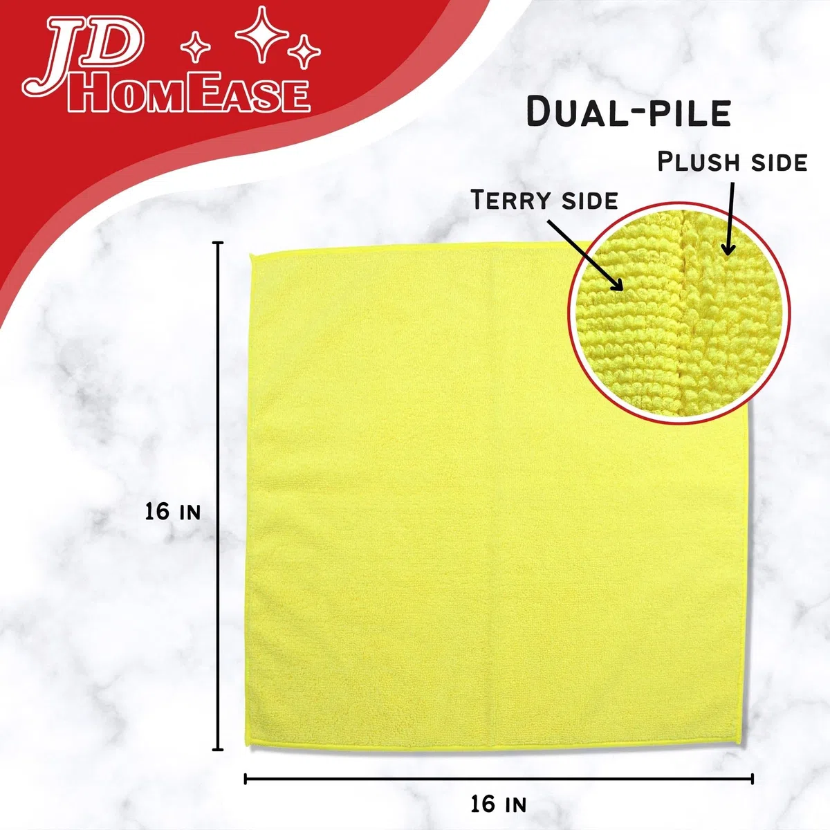 Paños de limpieza de microfibra, paquete de 12, 16 x 16 pulgadas, multiusos, más suaves, altamente absorbentes, sin pelusas, reutilizables, lavables, toallas profesionales, amarillas, para