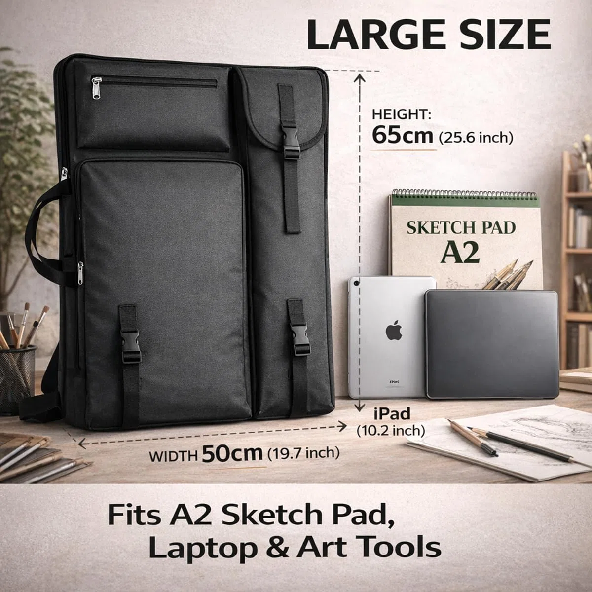 YMTECH Mochila Resistente al Agua de Gran Capacidad para Artistas – Bolsa organizadora de Arte con Compartimentos para Dibujo, lienzos y Materiales Escolares
