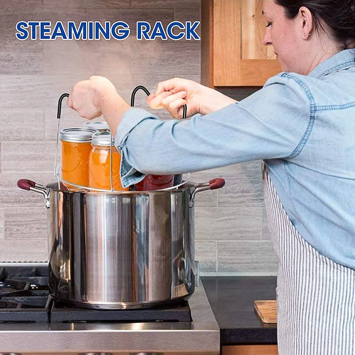 Canning Kit de 4 piezas, 1 x Canning Rack+ 1 x Canning Jar Lifter Tong+ 2 x Canning Funnels, Canning Supplies Canning