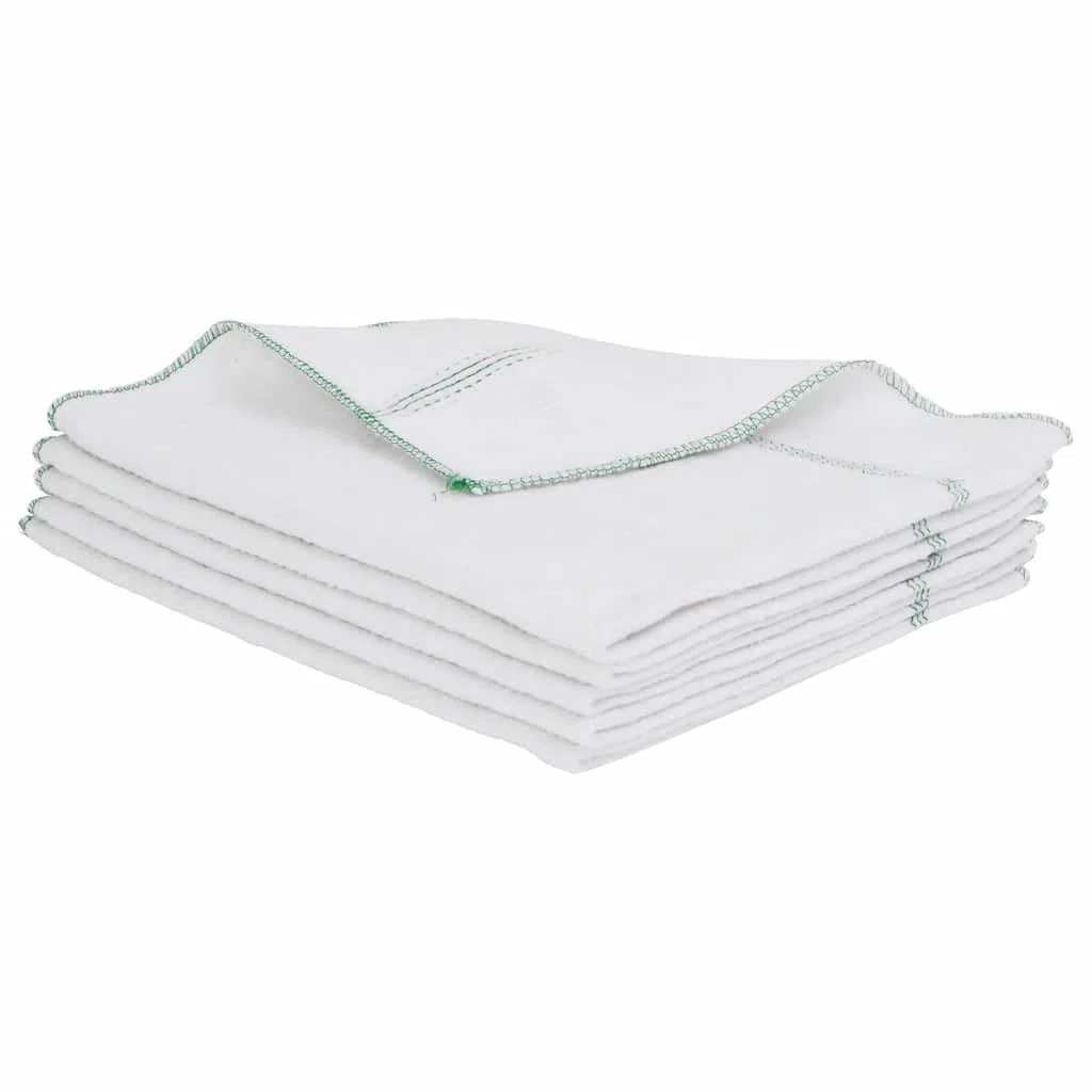 Paños de limpieza 10 unidades blanco verde rayas 50 x 60 cm algodón poliéster con bordes overlock para el hogar, cocina, baño, cuidado del suelo y eliminación de manchas