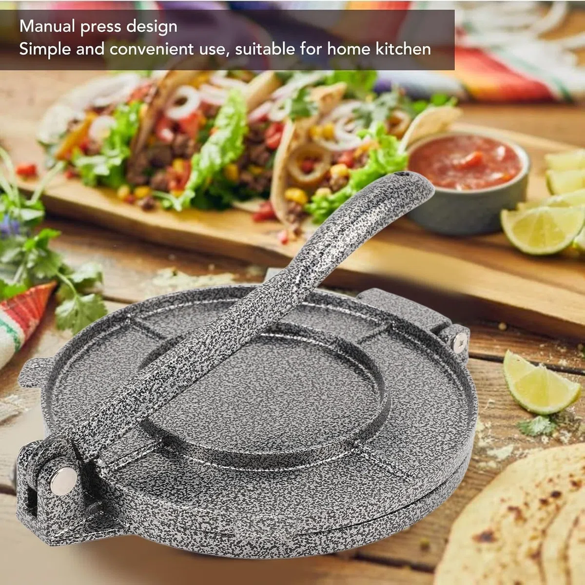 Máquina para Prensar Tortillas de 6,5 Pulgadas, Herramientas para Prensar Masa de Tortillas de Maíz de Aleación de Aluminio, Fácil de Desmoldar, Herramienta para Hornear