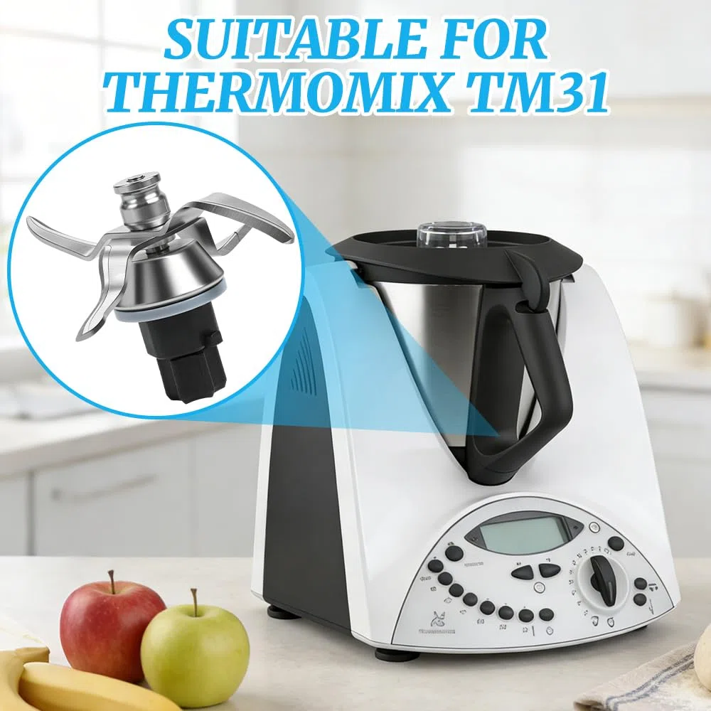 Cuchillas para Thermomix TM31, HOVCEH Cuchilla para Thermomix TM31 con Juntas de Sellado, Accesorios para Thermo.mix en Acero Inoxidable para Robot de Cocina