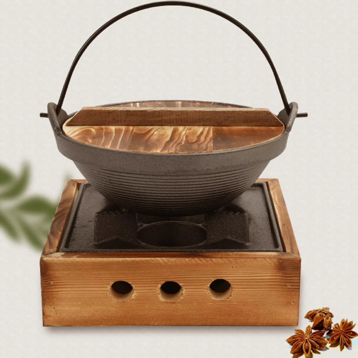 Cabilock Olla de Hierro Fundido Adecuado para Estofados y Uso en Inducción Resistente al Óxido y Fácil de Limpiar para Cocina Japonesa