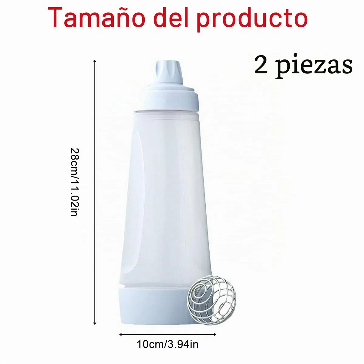 Dispensador de masa para panqueques, dispensador manual de masa de 2 piezas, botella mezcladora de masa, mezclador de masa con batidor de alambre para masa de cupcake, panqueque y crepe