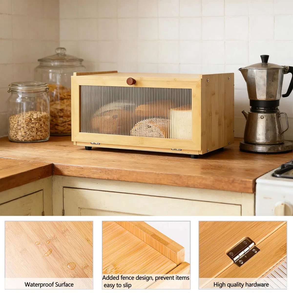 Gestor de pan compacto con agujeros de circulación y construcción para la conservación de productos de panadería, contenedor de pan ventilado