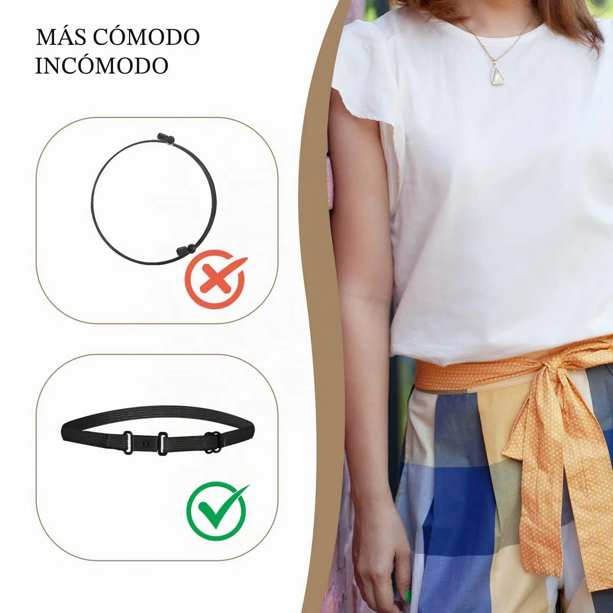 4 bandas elásticas ajustables para camisas, bandas para camisas de mujer, bandas de corte para camisas, Blanco/Negro, Talla única