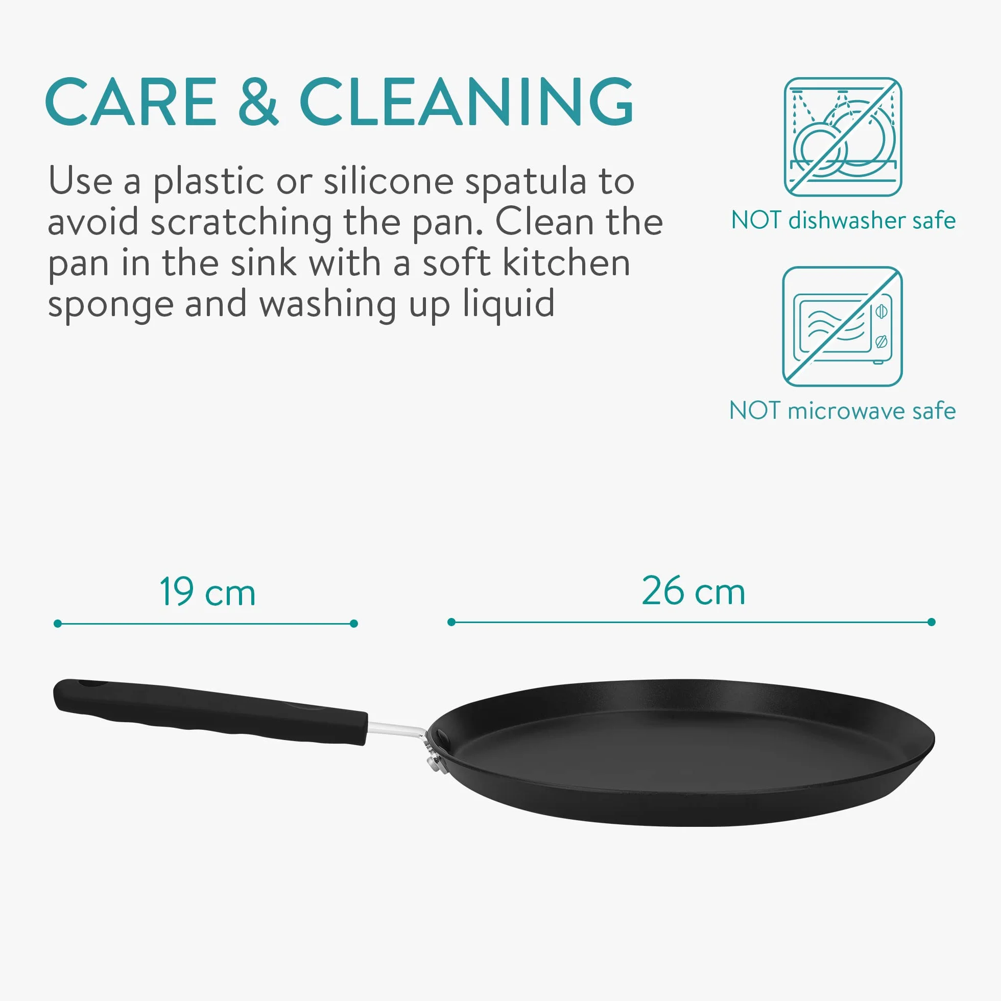 Navaris Sartén para Crepes - Sartén Antiadherente para Crepes Tortitas filloas Huevos - Crepera Plana Apta para inducción - 26CM de diámetro