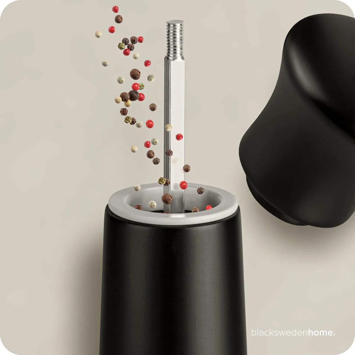 Black Sweden Home Sal y Pimienta Set – Saleros de Cocina – Molinillo Pimienta y Salero Negro y Blanco – Diseño Elegante Madera – Molinillo de Pimienta Cerámico – Grinder de Especias