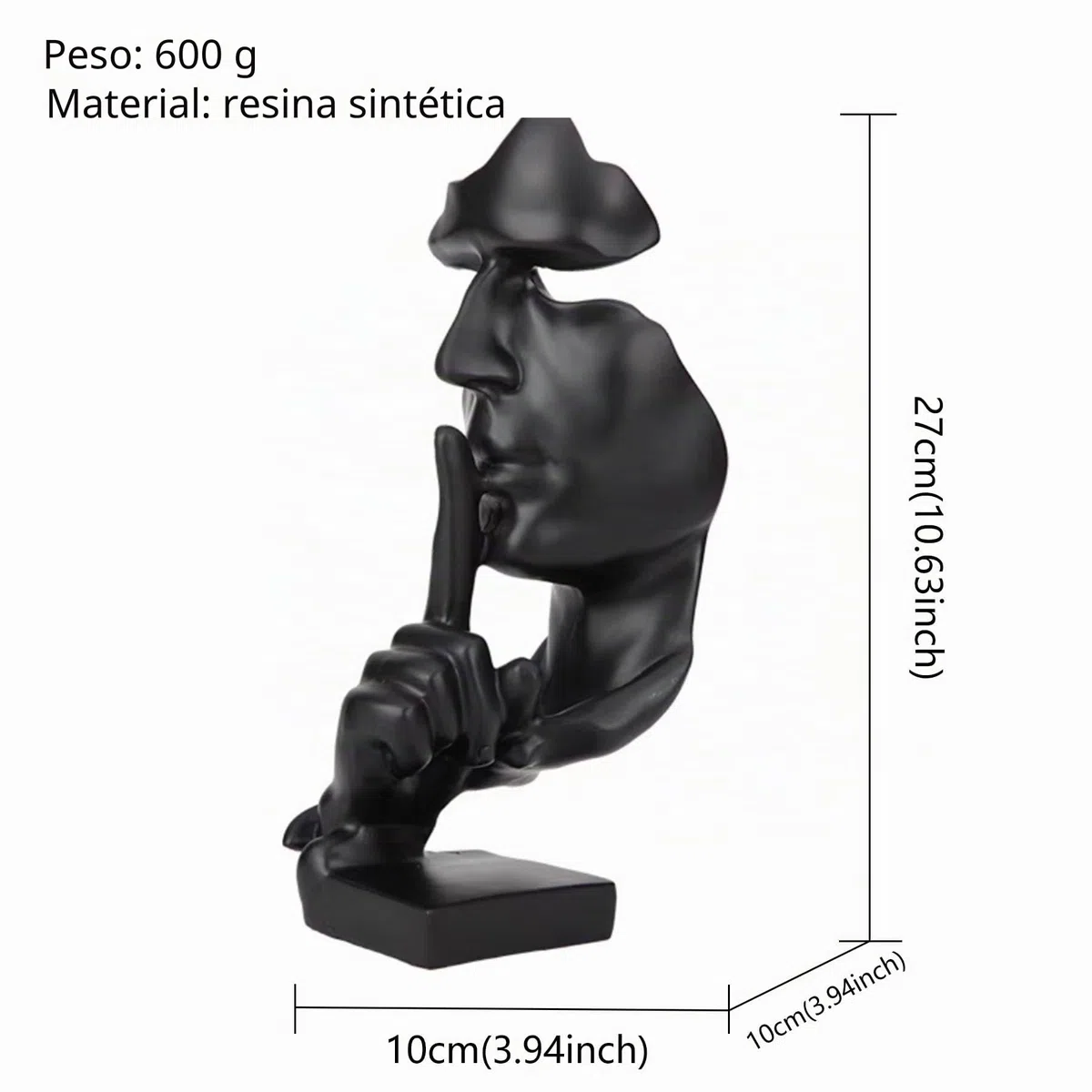 Escultura decorativa dorada, figuras silenciosas, adorno para el hogar, resina sintética, decoración creativa, mesa (negro)