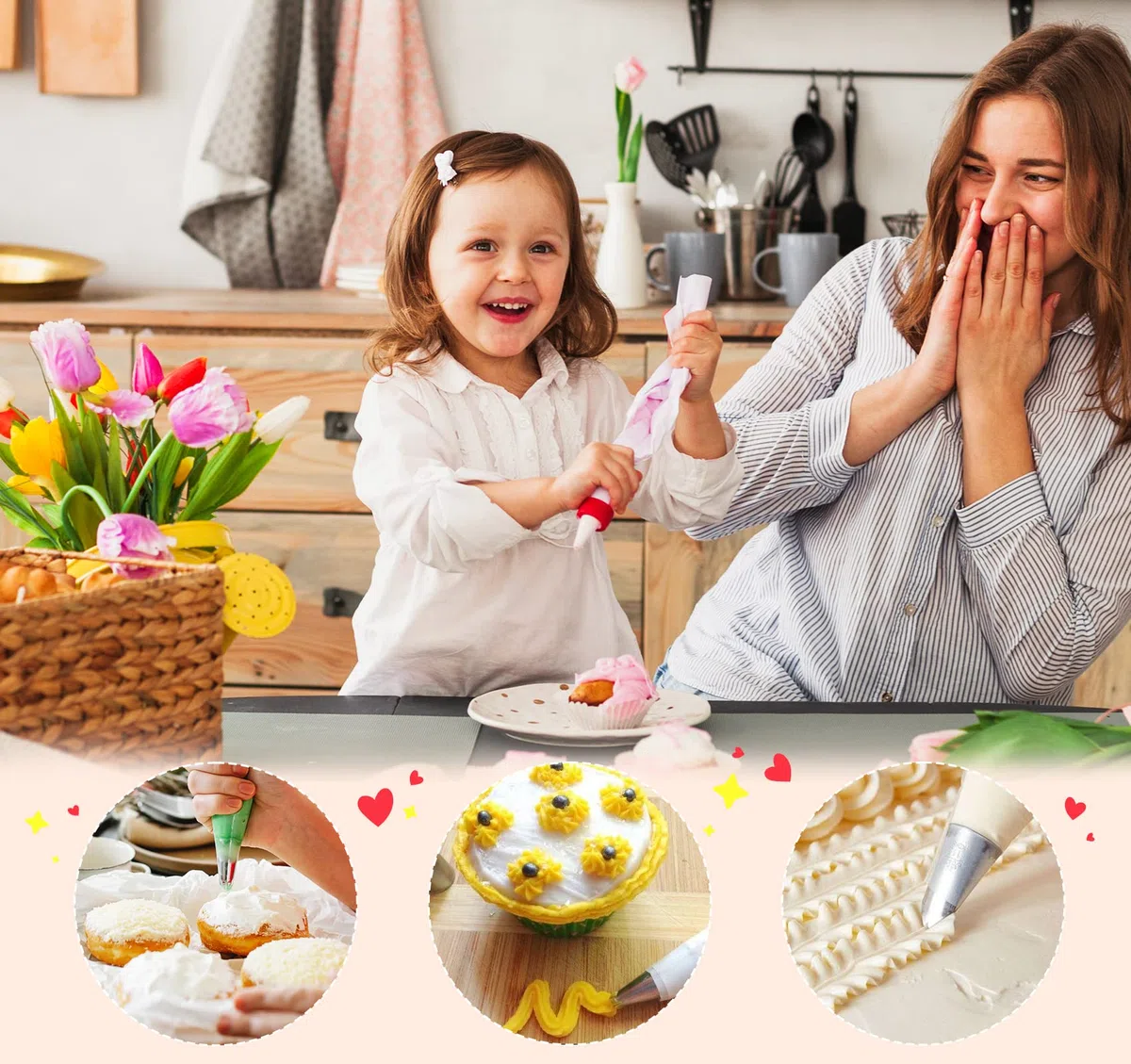 Homewit Bolsas pasteleras grandes 47 cm, desechables, 100 unidades, manga pastelera, decoración hornear galletas