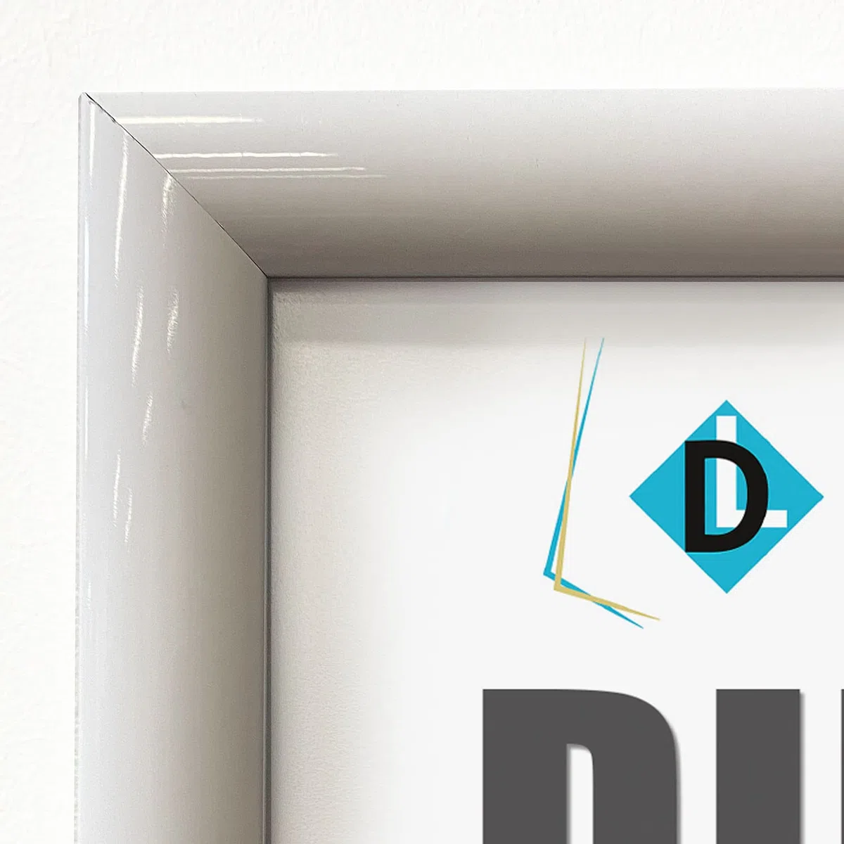 DisplayLager - Marco plegable A1 blanco con perfil de aluminio de 25 mm, cristal protector antirreflectante, material de fijación