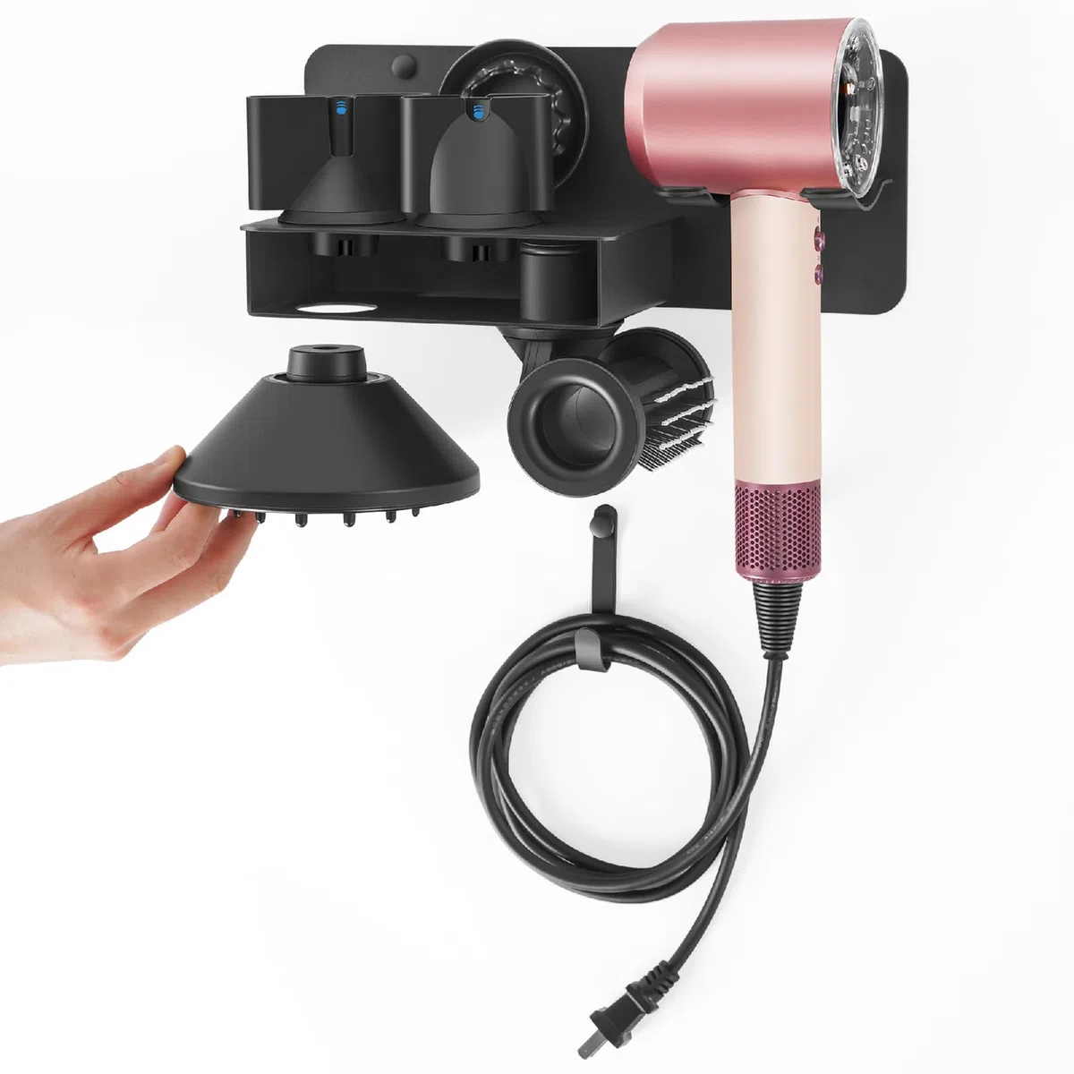 Soporte para Secador Sin Perforación, Soporte Secador de Pelo Compatible con Dyson Supersonic Nural, Soporte Secador de Metal, Acomodar 5 Boquillas