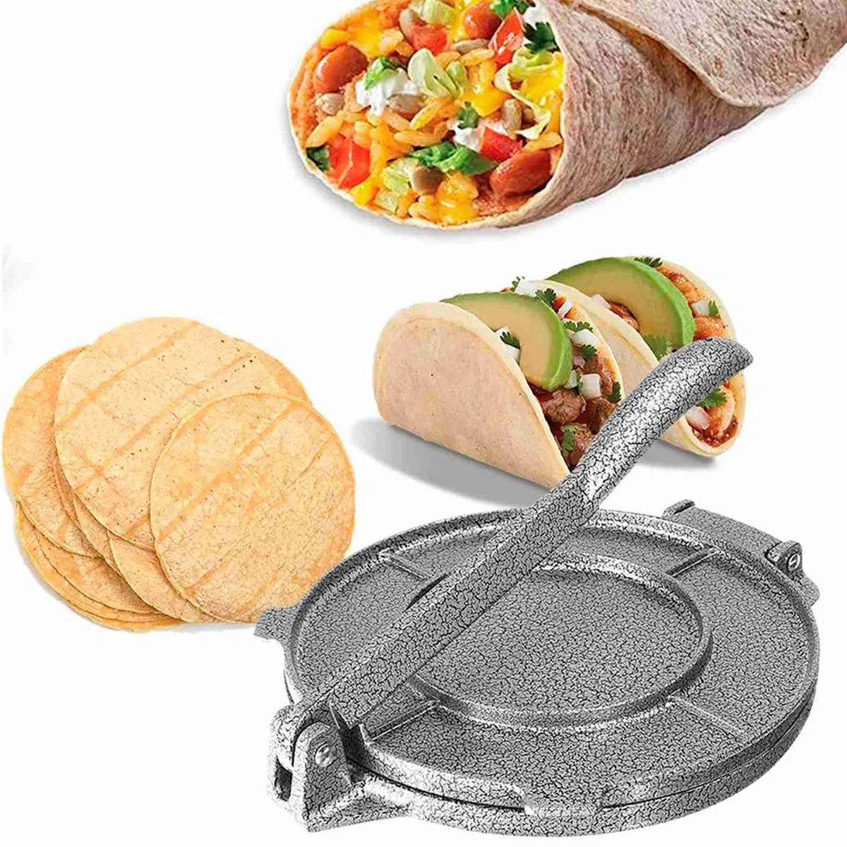 Máquina para Prensar Tortillas de 6,5 Pulgadas, Herramientas para Prensar Masa de Tortillas de Maíz de Aleación de Aluminio, Fácil de Desmoldar, Herramienta para Hornear