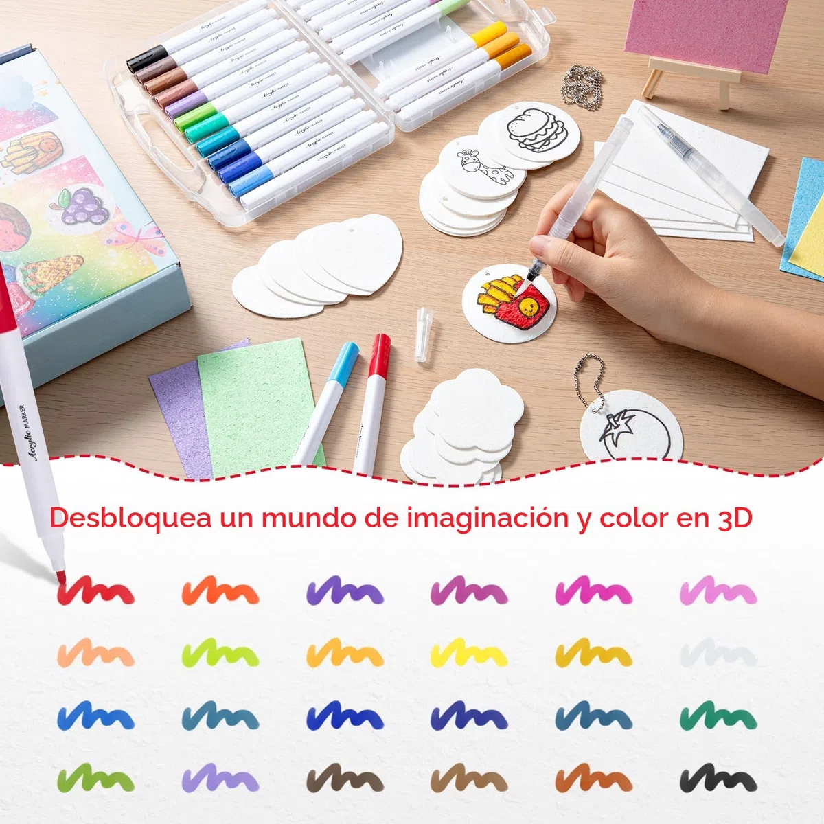 EXTSUD Magisches Puffy Paint, 68 piezas 3D espuma Textura Juego de pintura para niños con 30 espuma de papel de pintura 24 marcadores, accesorios de arte DIY y kit creativo