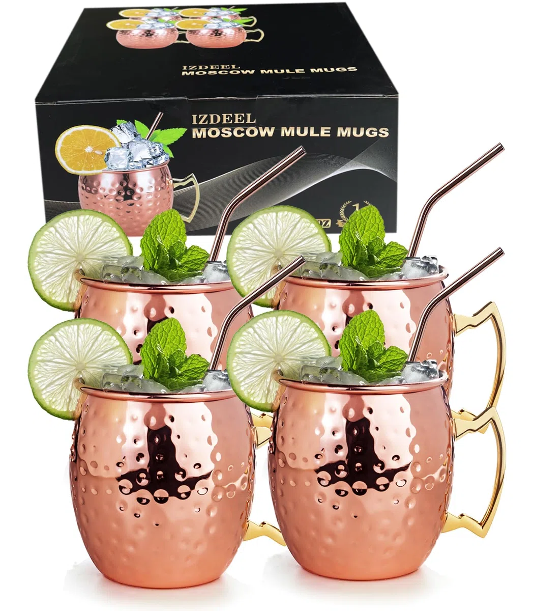Vaso Moscow Mule Taza Cobre Mug Copa de Cóctel, para Cóctele, Vodka, Bebidas Frías, Hogar, Bar, Fiesta, San Valentín, Día de la Madre y Día del Padre, Cumpleaños, Regalos Caja