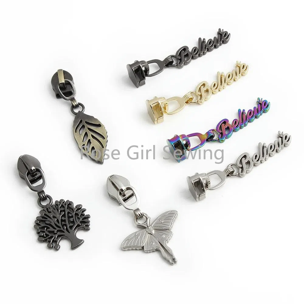 5# Deslizadores de cremallera de metal con dientes de nailon para bolsos, cremalleras, kit de reparación de cabezales, accesorios, antiguo, 200 piezas