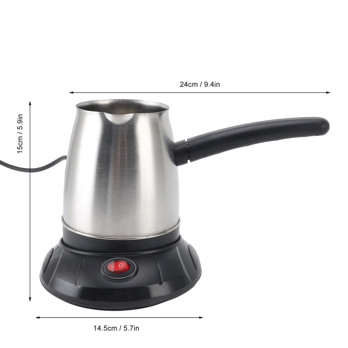 Cafetera Turca Eléctrica de Acero Inoxidable, 600W, 500ML, con Grande Extraíble para Uso Familiar, Enchufe Europeo de 220V