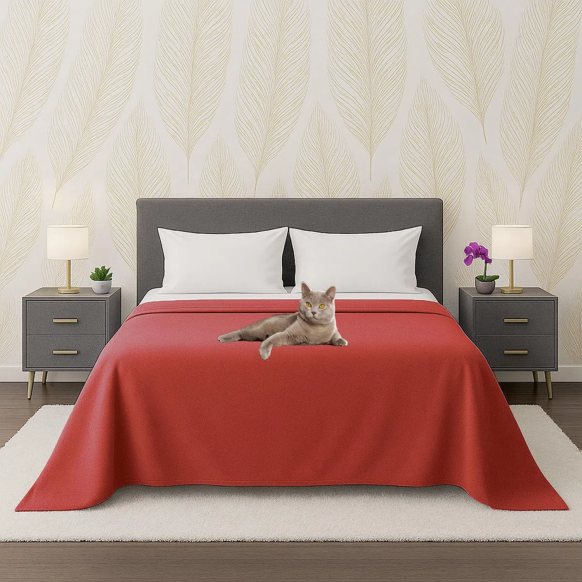 Byour3 - Funda De Sofá 3 2 4 1 Plazas 100% Algodón Puro Ligero Rectangular Tela Sofa Cubre Todo Recubrimiento Sofás También por Forma de L U Chaise Longue Derecho Izquierdo (Rojo, 2 Plazas)