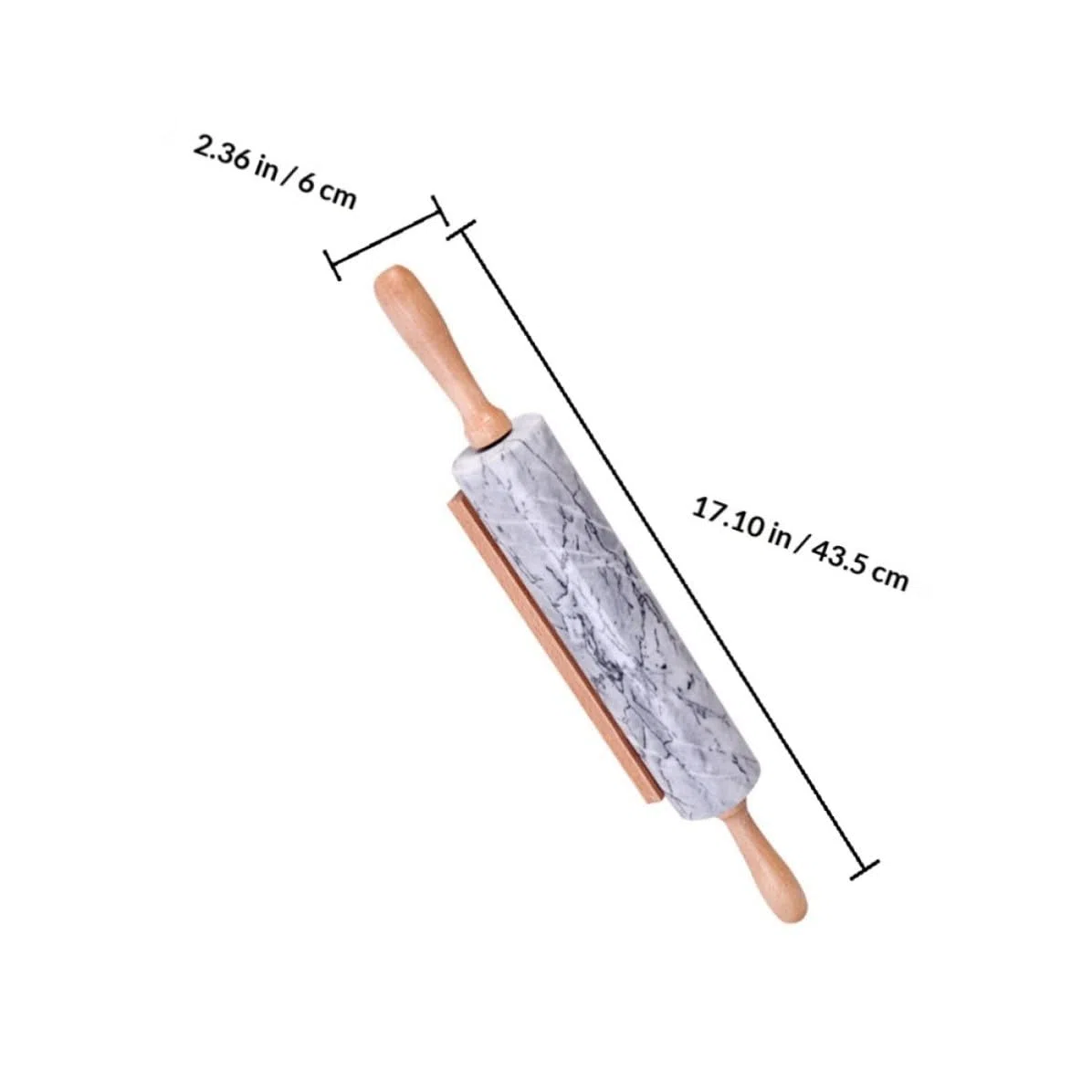 Ipetboom Rodillo para Hornear Masa de Mármol Mango de Madera, Práctico y Multiusos para Cocina y Elaboración Artesanal de Fideos
