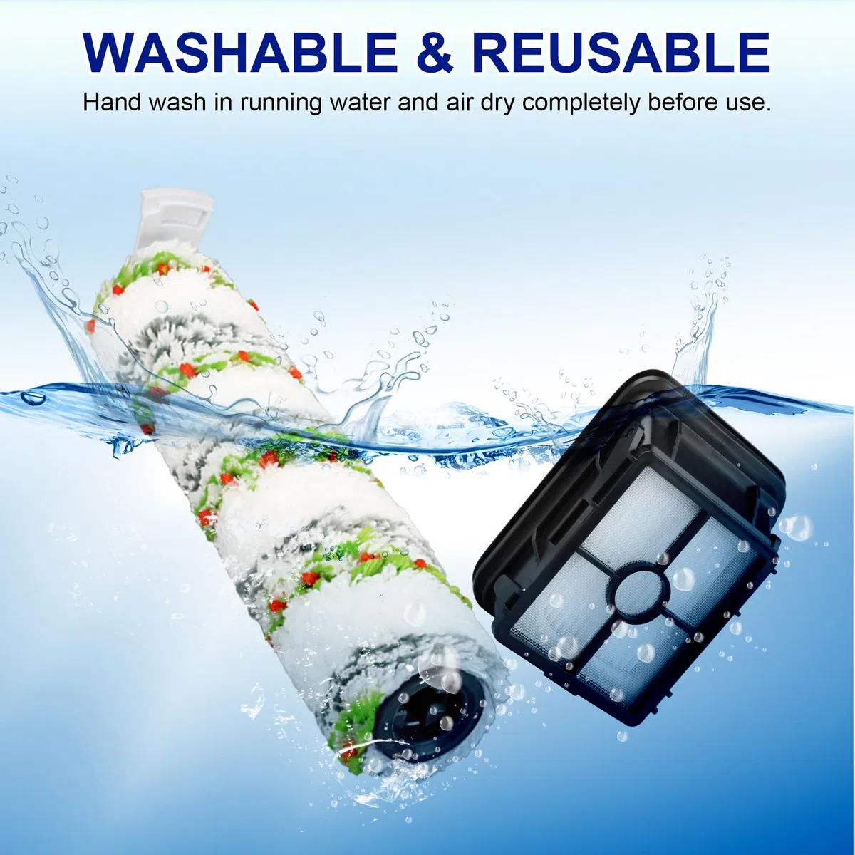 Lemige Paquete de 2 cepillos y filtros de repuesto para aspiradoras Bissell CrossWave Max 2554 2590 2593 2596 para aspiradoras HydroSteam Plus 35151 3515 35152 3513 3518, parte 1618641 y 1608684