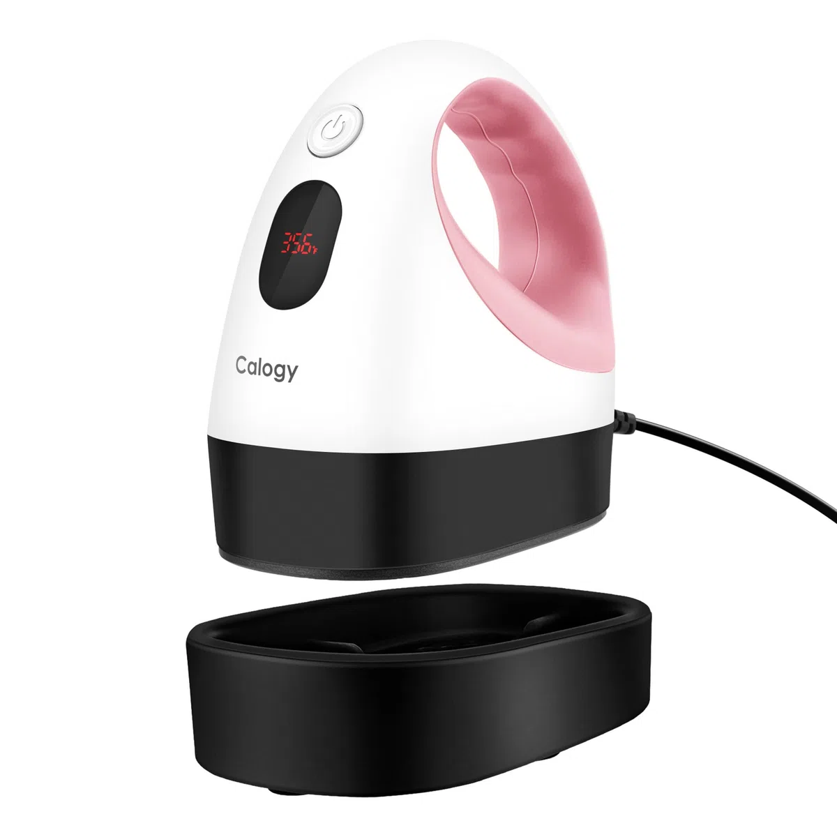 Calogy Mini Prensa De Calor, Impresora De Transferencia De Calor, Plancha Led Pequeña Y Portátil, Control De Temperatura, Base De Seguridad Aislada, Se Adapta A Manualidades, Gorras (Blanco Rosa)