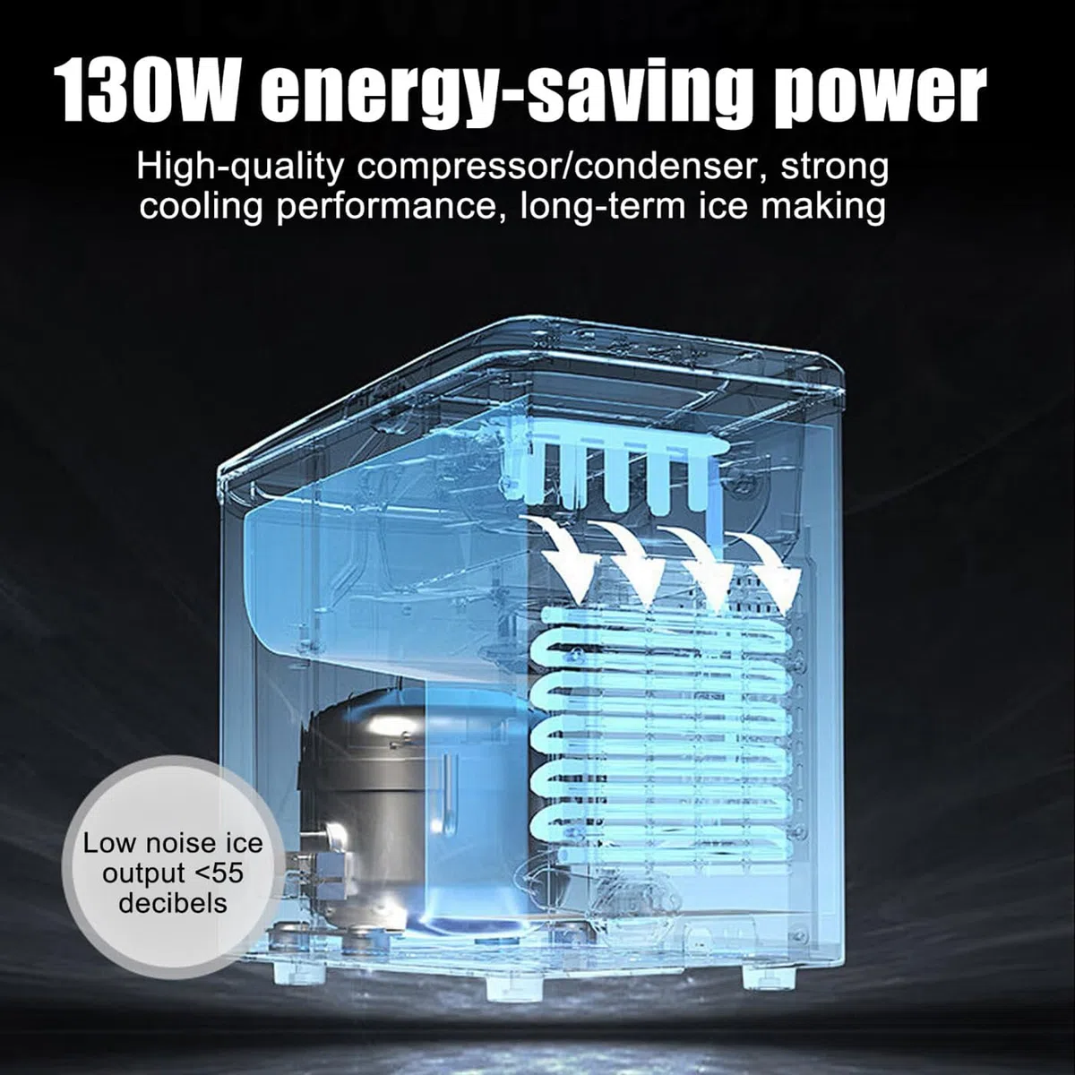1.5máquina Fabricadora De Hielo De Encimera para El Hogar, 2 Tamaños De Fabricadora De Hielo De Bala con Pala para Hielo Y Almohadilla Antideslizante, 2 Tamaños De Hielo, Listo En 6 Minutos