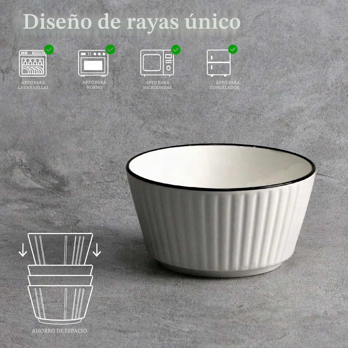NUTRIUPS 4.5'' Juegos de 8 Cuencos, 350 ml Juego de Cuencos Cerámica, Boles de Postre, de Aperitivos