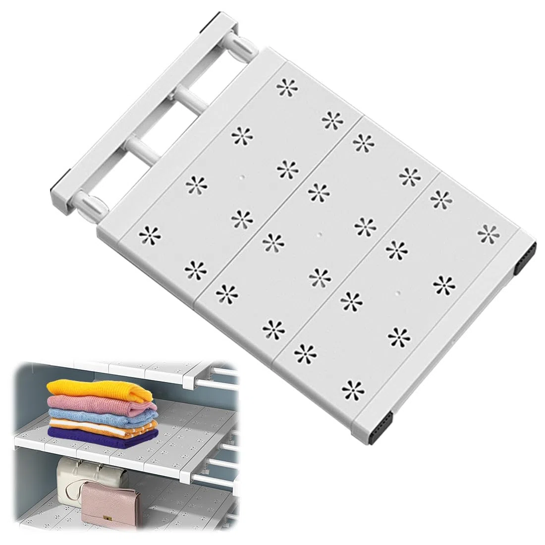 Estantes extensibles para armario, armario ampliable, separador de estantes telescópicos sin clavos, para cocina, baño, 24 cm de ancho, longitud ajustable 38-60 cm