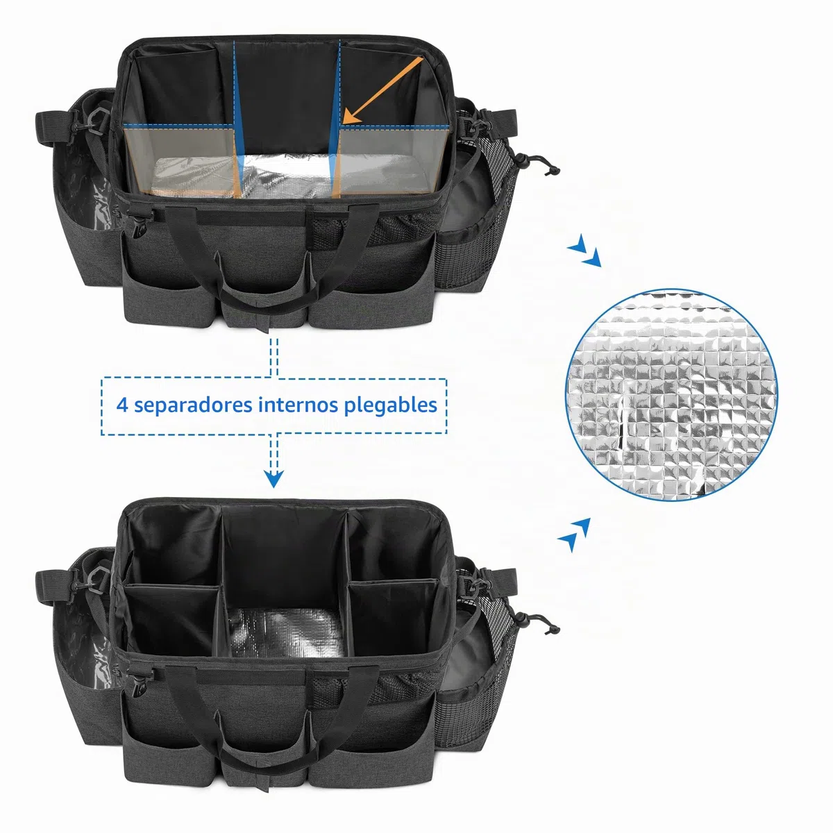 LoDrid Bolsa organizadora de artículos de limpieza, negra | Organizador portátil de artículos de limpieza con asas laterales y correa para el hombro (solo la bolsa)