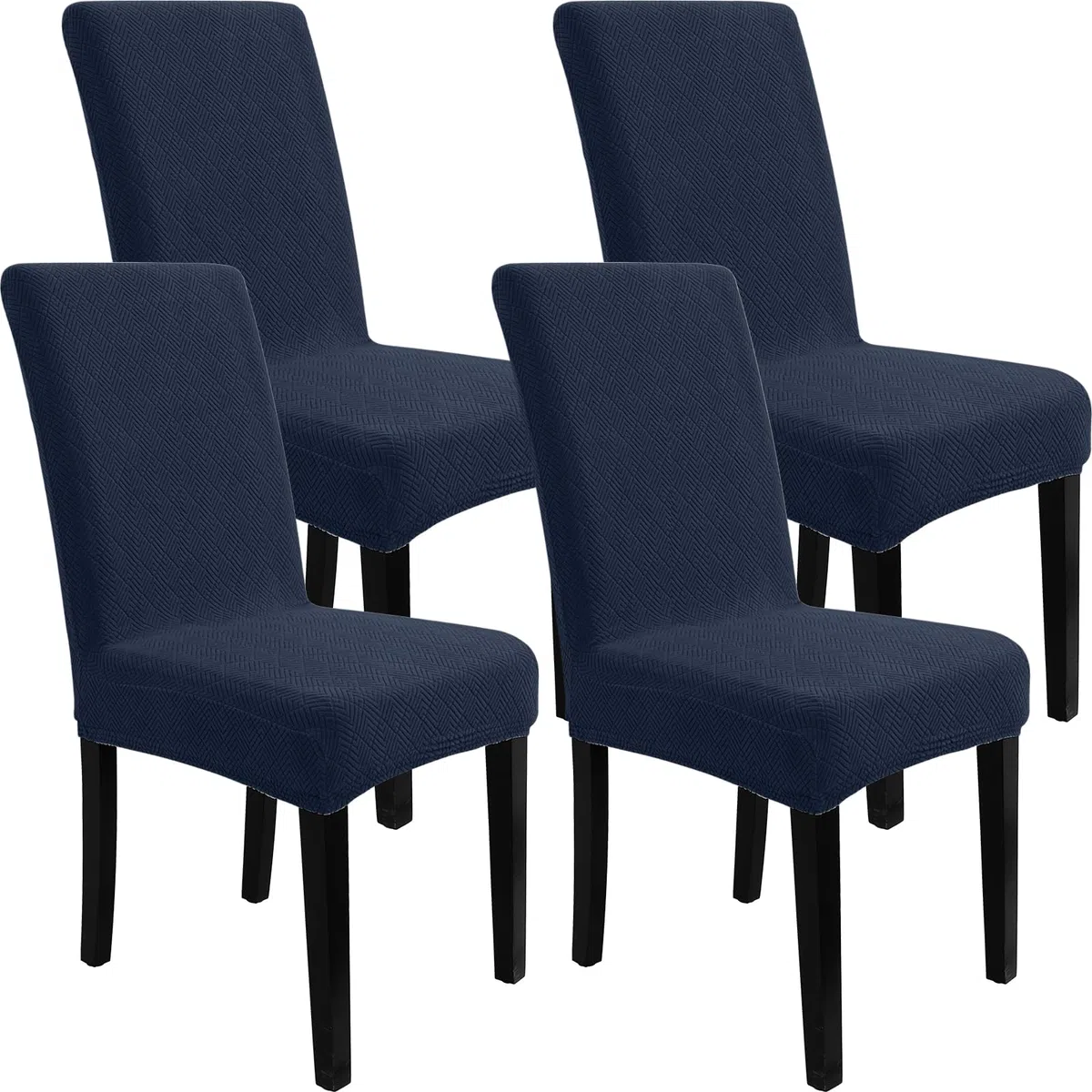 YSTELLAA Funda Sillas Comedor Pack 4, Fundas Sillas Ajustables, Fundas para Sillas Elásticas Modernas, Funda Cubre Protectora Sillas Lavables Desmontables, Universal Funda Silla, Azul Oscuro